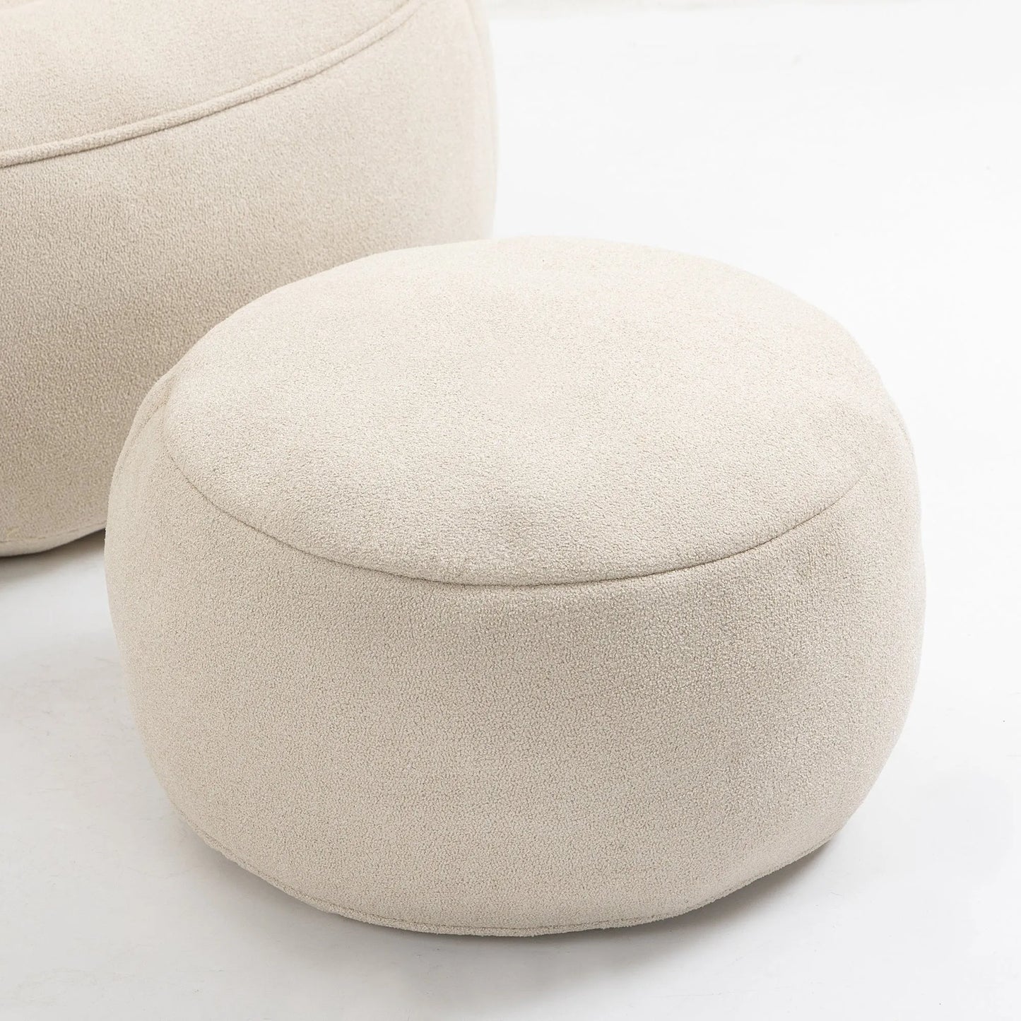 Bedding Bean Bag Sofa Chair with High-Pressure Foam and Footrest, Beige Microfiber – view 18