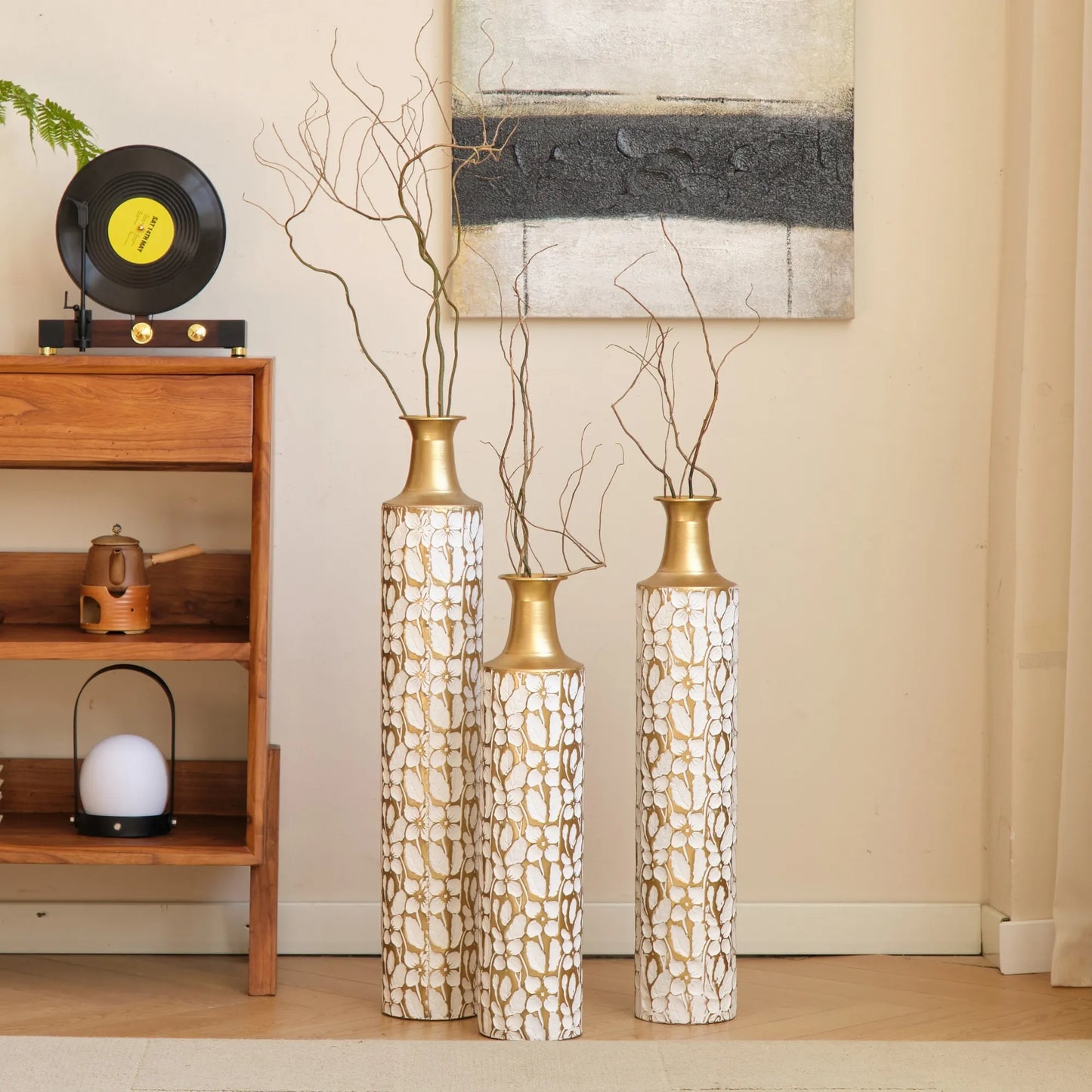 Floor Vases Gold Large Vases - 32/28/24-Inch Decorative High Vases Set of 3 for Home Décor Vintage Large Vases Representing Twigs, Twigs Dried – view 18