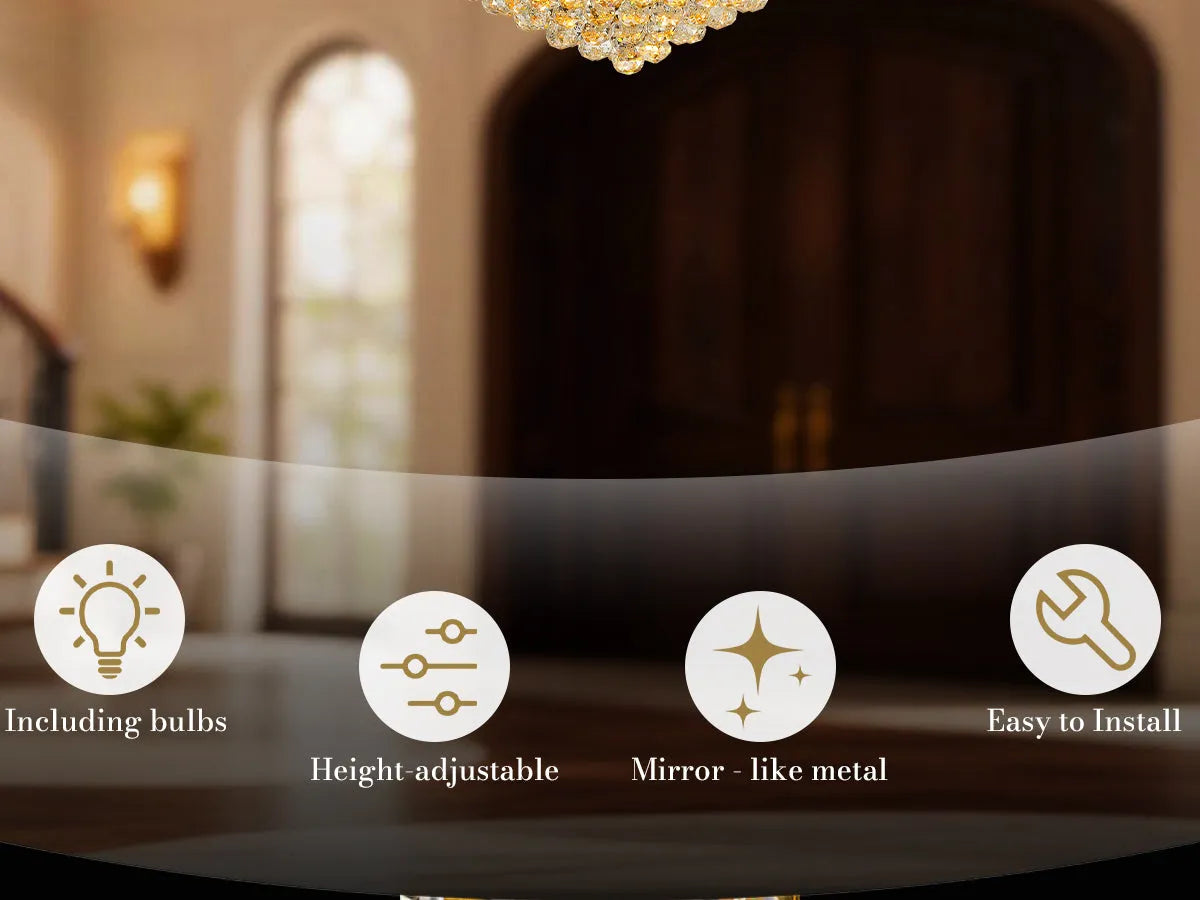32-Inch Gold Crystal Chandelier, 27-Light French Empire Ceiling Light with LED Bulbs, Adjustable 59-Inch Chain, 3000K Warm Light, Ideal for Living – view 18