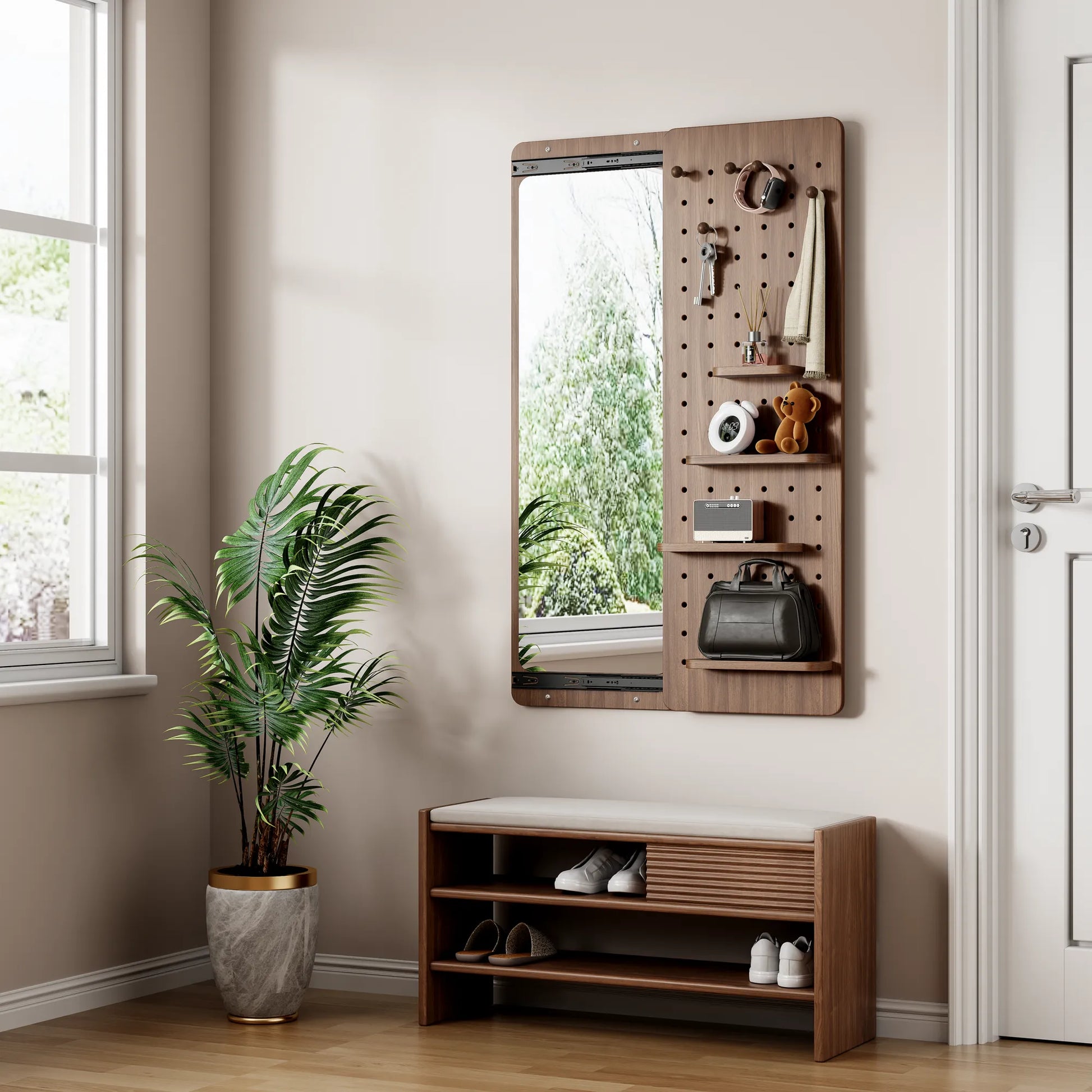 47.6 x 15.7 inch multi-functional design panel wall-mounted full-length mirror, space-saving, can be pushed and pulled. Suitable for bedroom/living – view 18