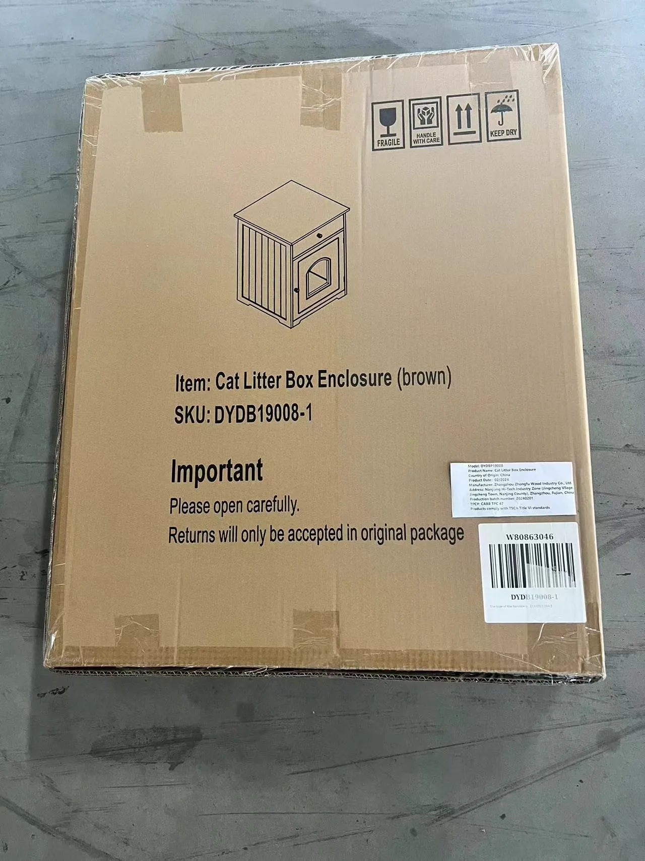Brown Wooden Pet House Cat Litter Box Enclosure with Drawer, Side Table, Indoor Pet Crate, Cat Home Nightstand – view 18
