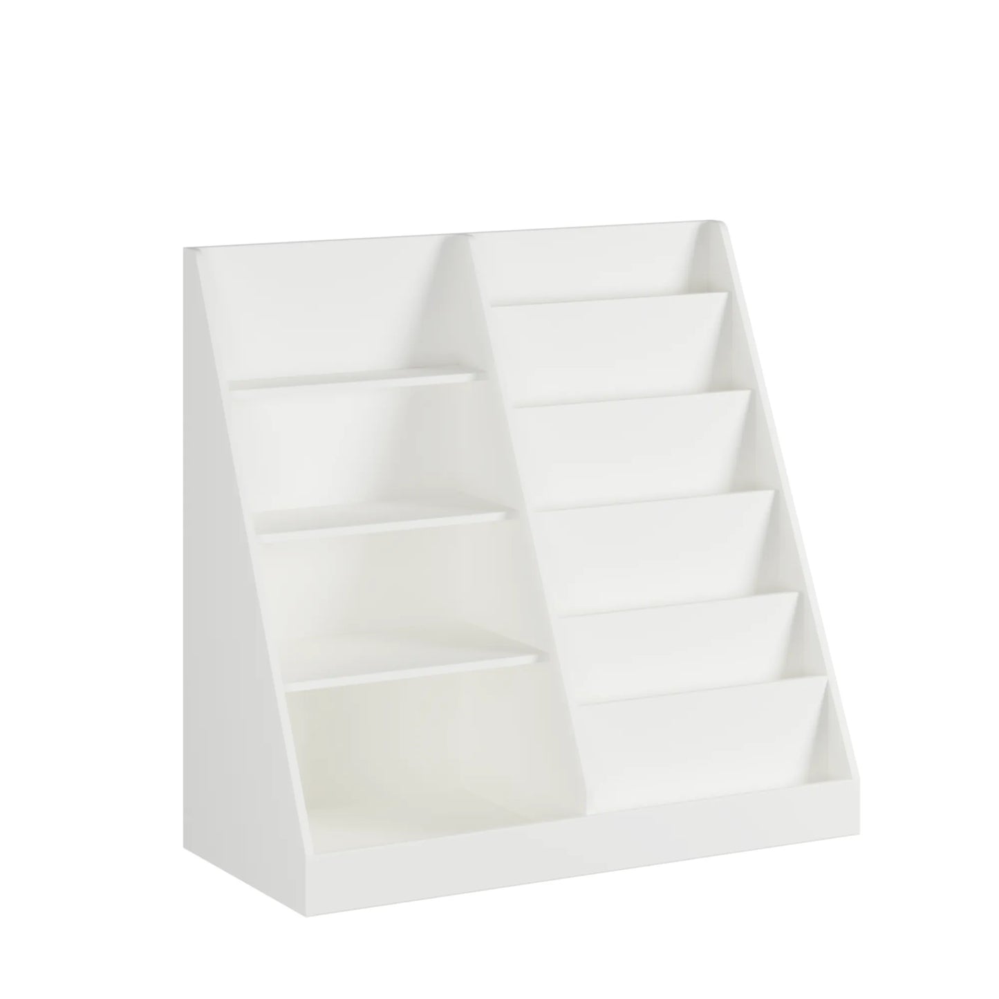 Kids Bookshelf and Toy Storage Organizer, Multifunctional 4-Tier White Wooden Bookcase with Toy Bin for Nursery, Playroom, or Kids Room – view 18