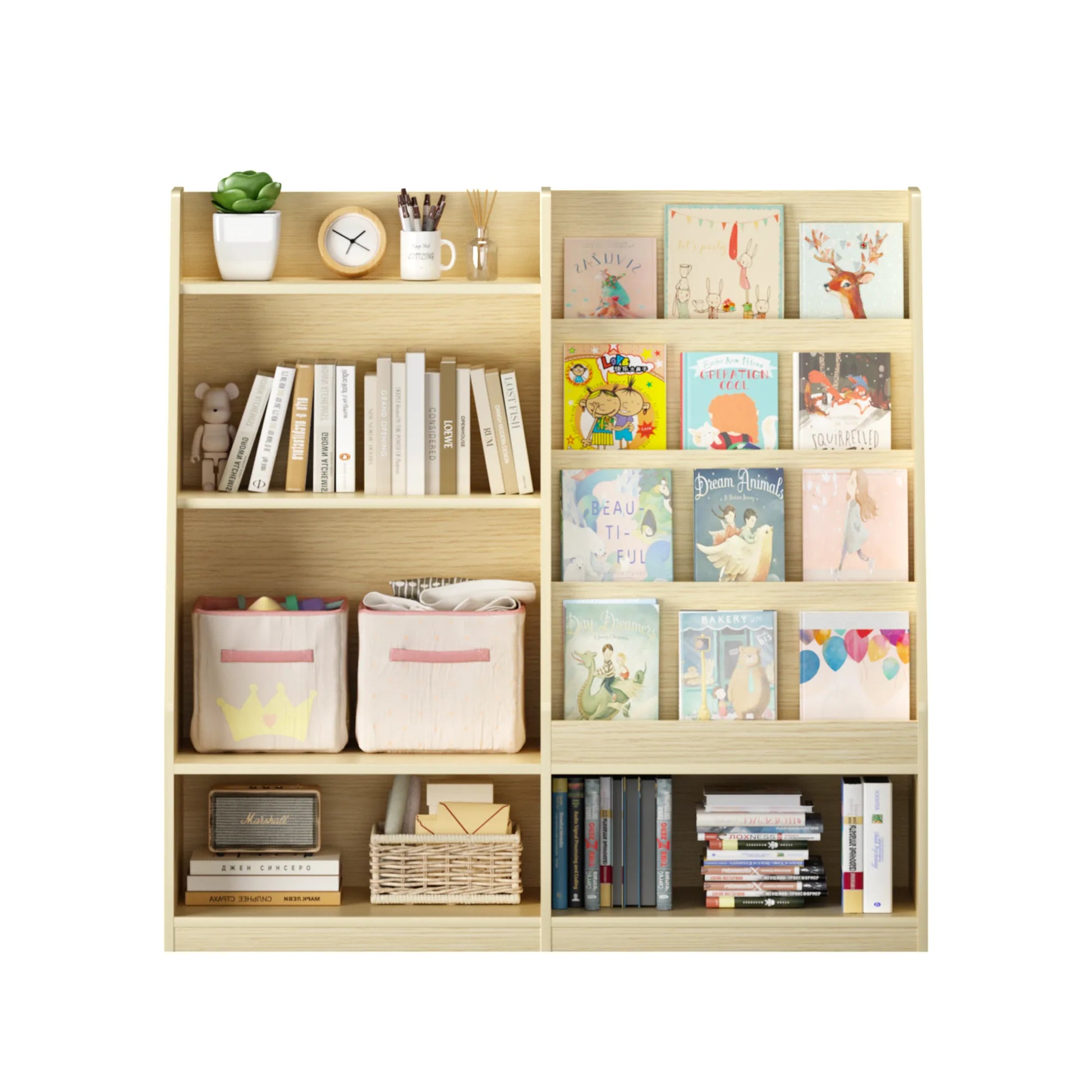 Kids Bookshelf and Toy Storage Organizer, Multifunctional 4 Tier Wooden Kids Book Shelf with Bookcase Display Stand in Kids Room Playroom Nursery for – view 18