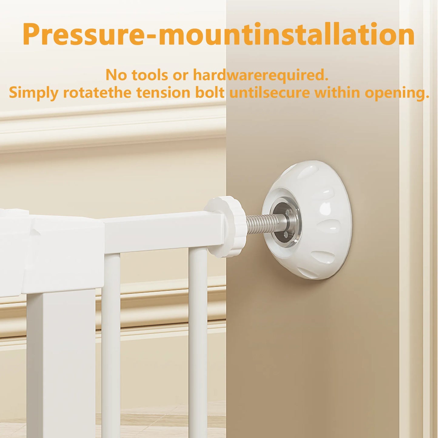 29.5-45.3' Wide Baby Gate with wall protector for Stairs, Dog Gate Indoor for Doorways, No Drilling Pressure Mounted Pet Gates for Kids, Easy Walk – view 18