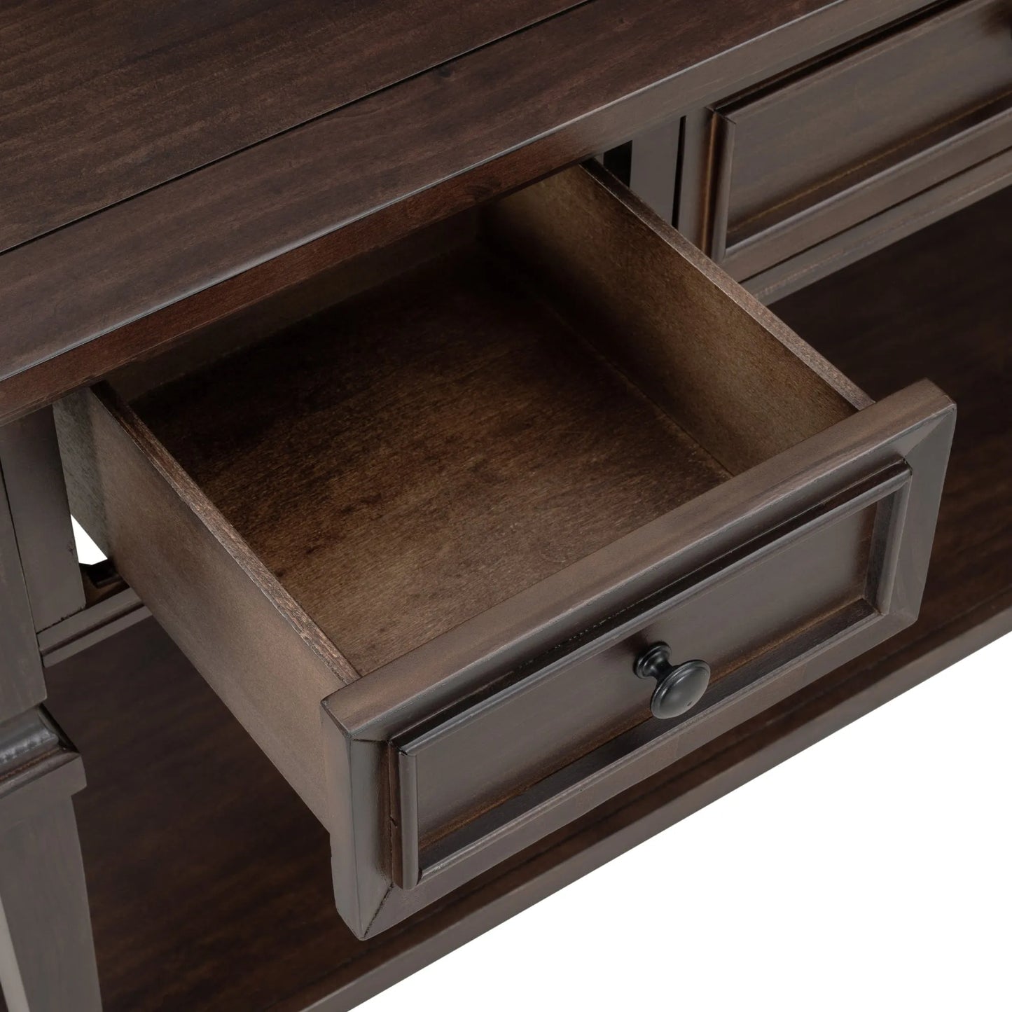 Classic Retro Style Console Table with Three Top Drawers and Open Style Bottom Shelf, Easy Assembly (Espresso) – view 18