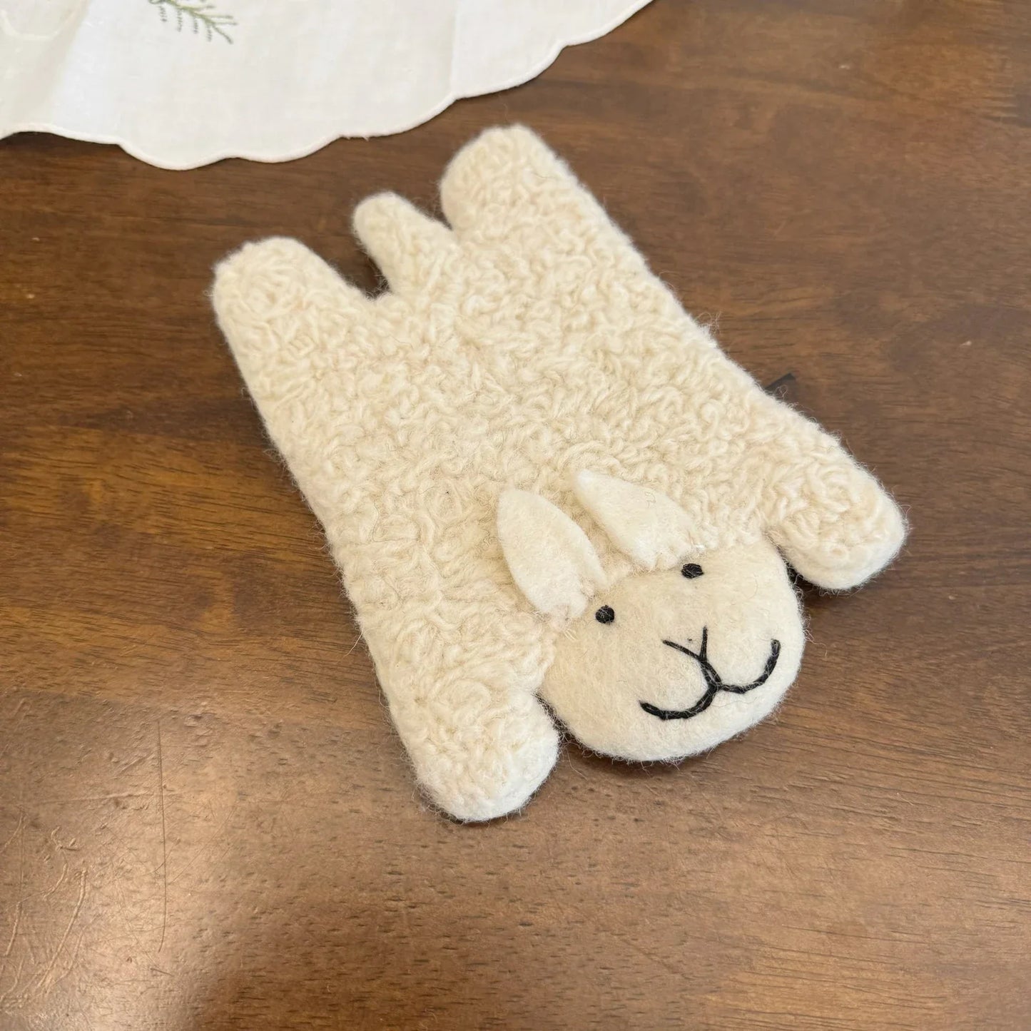 Handmade Fluffy Sheep 18x11 cm Wool Felt Coaster