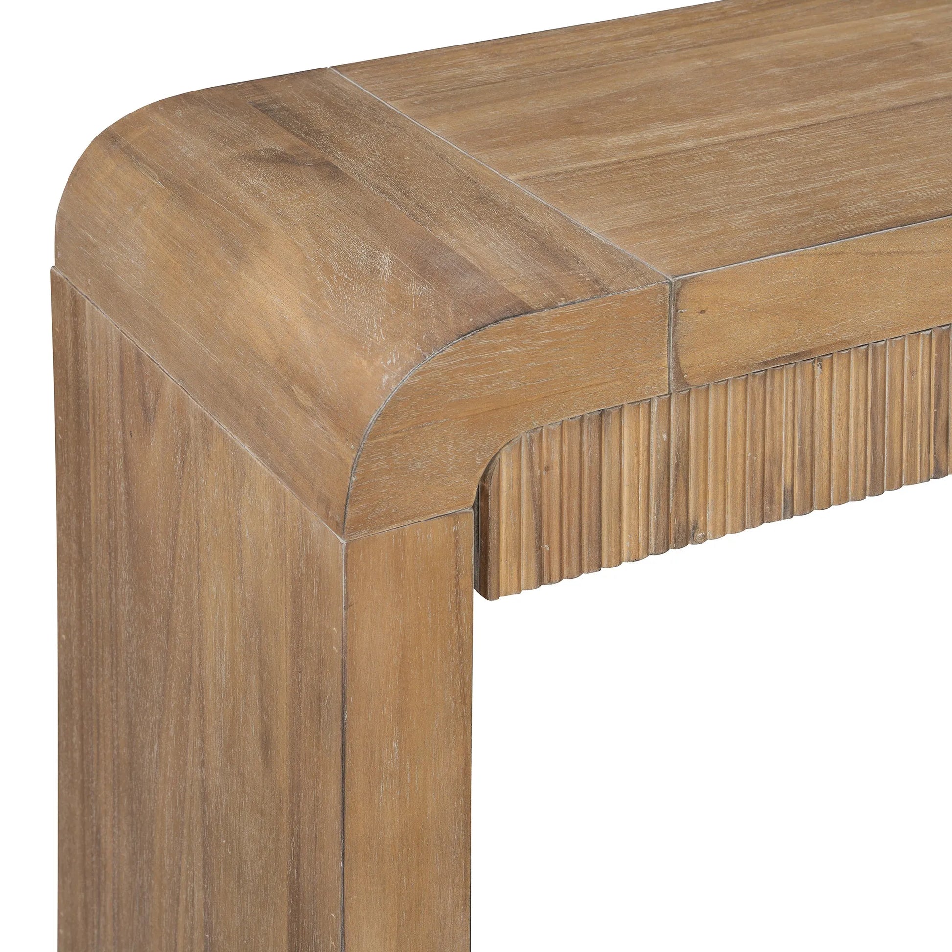 Rustic Console Table with Fluted Drawer Front, Entryway Table with Curved Corners & Thick Legs, Sturdy Sofa Table for Hallway & Living Room (Natural) – view 19