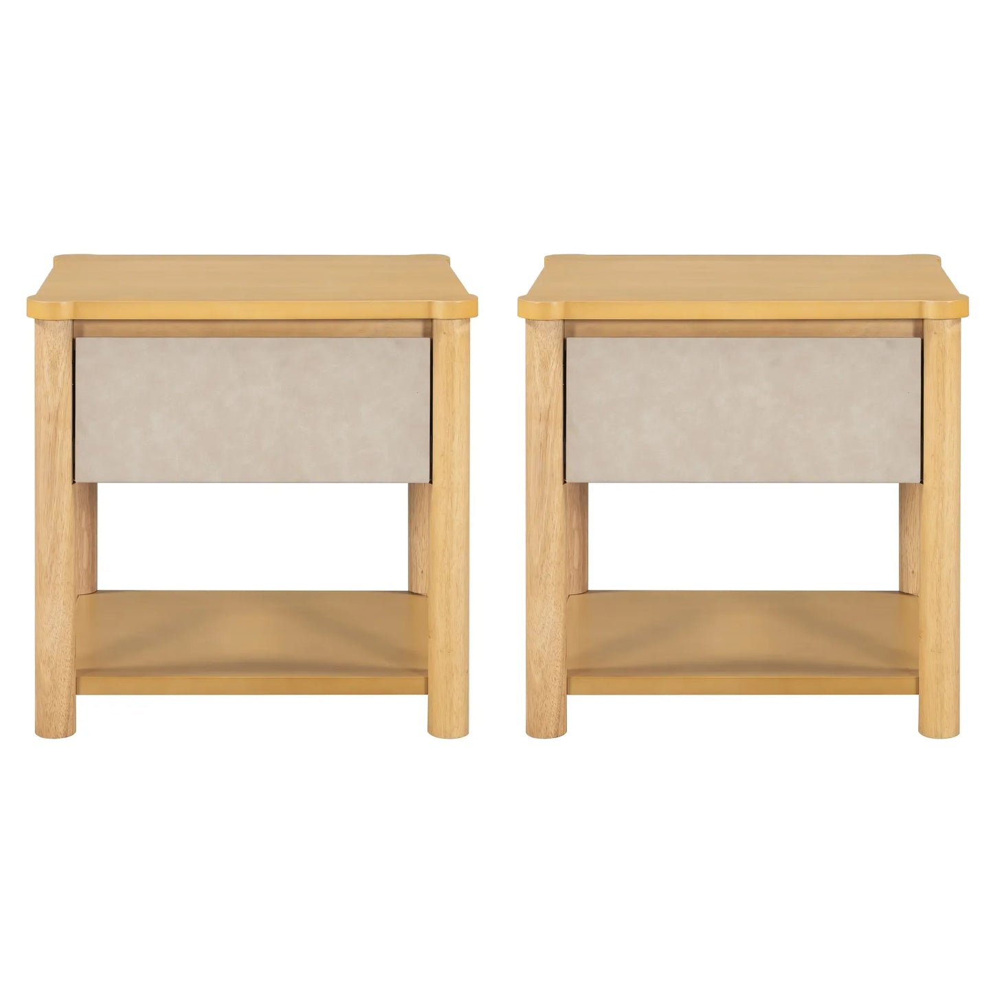 Modern Queen Bed Frame Set with 2 Nightstands, Beige Wood Platform Bed with Headboard and Matching Bedside Tables for Bedroom – view 19