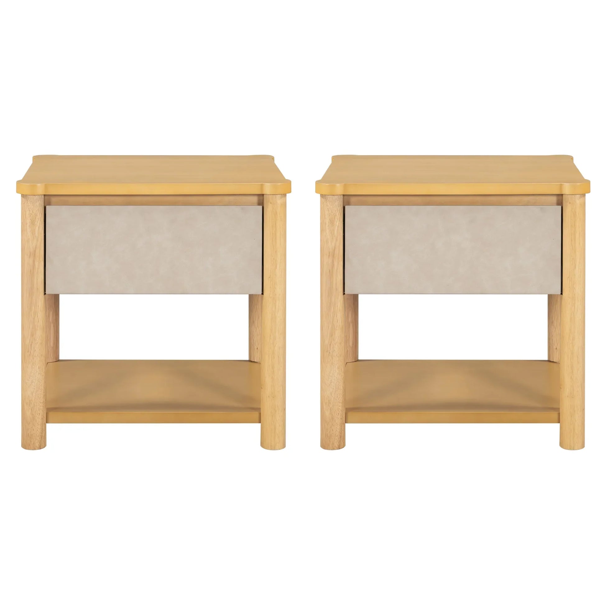 Modern Queen Bed Frame Set with 2 Nightstands, Beige Wood Platform Bed with Headboard and Matching Bedside Tables for Bedroom – view 19
