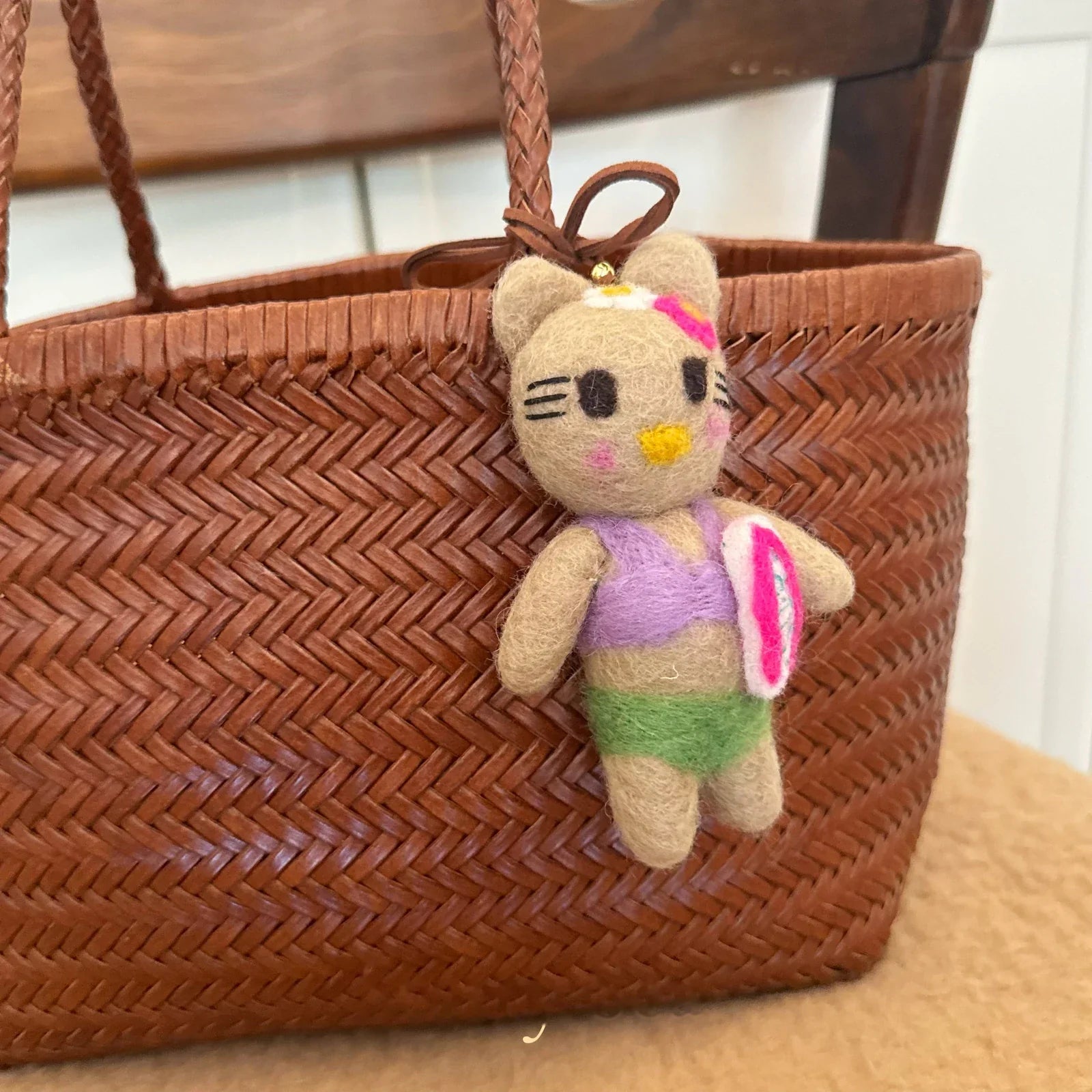 Swimsuit kitty wool felt charm