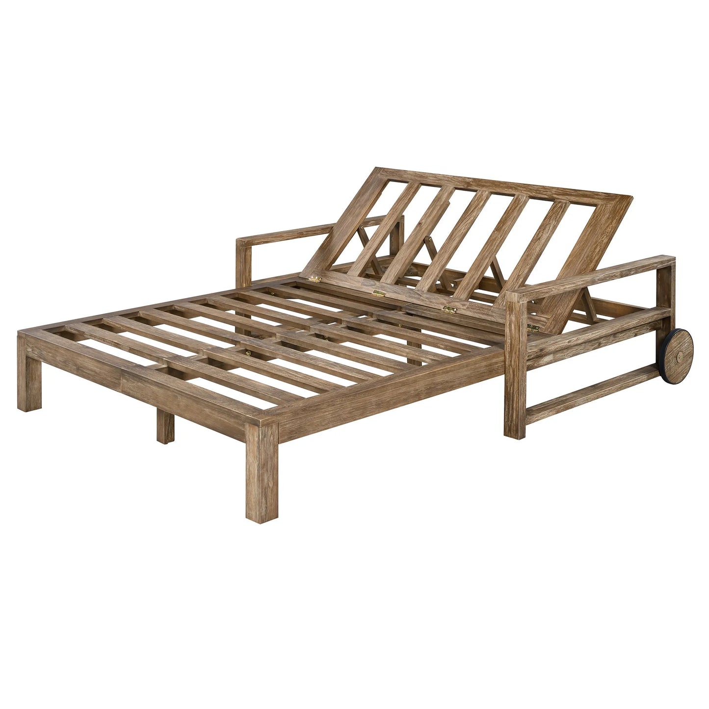 1-Piece Farmhouse-styled Wooden Outdoor Sunbed for Ultimate Relaxation Outdoor Daybed Seating 2 People for Poolside, Garden and Backyard (Beige) – view 19