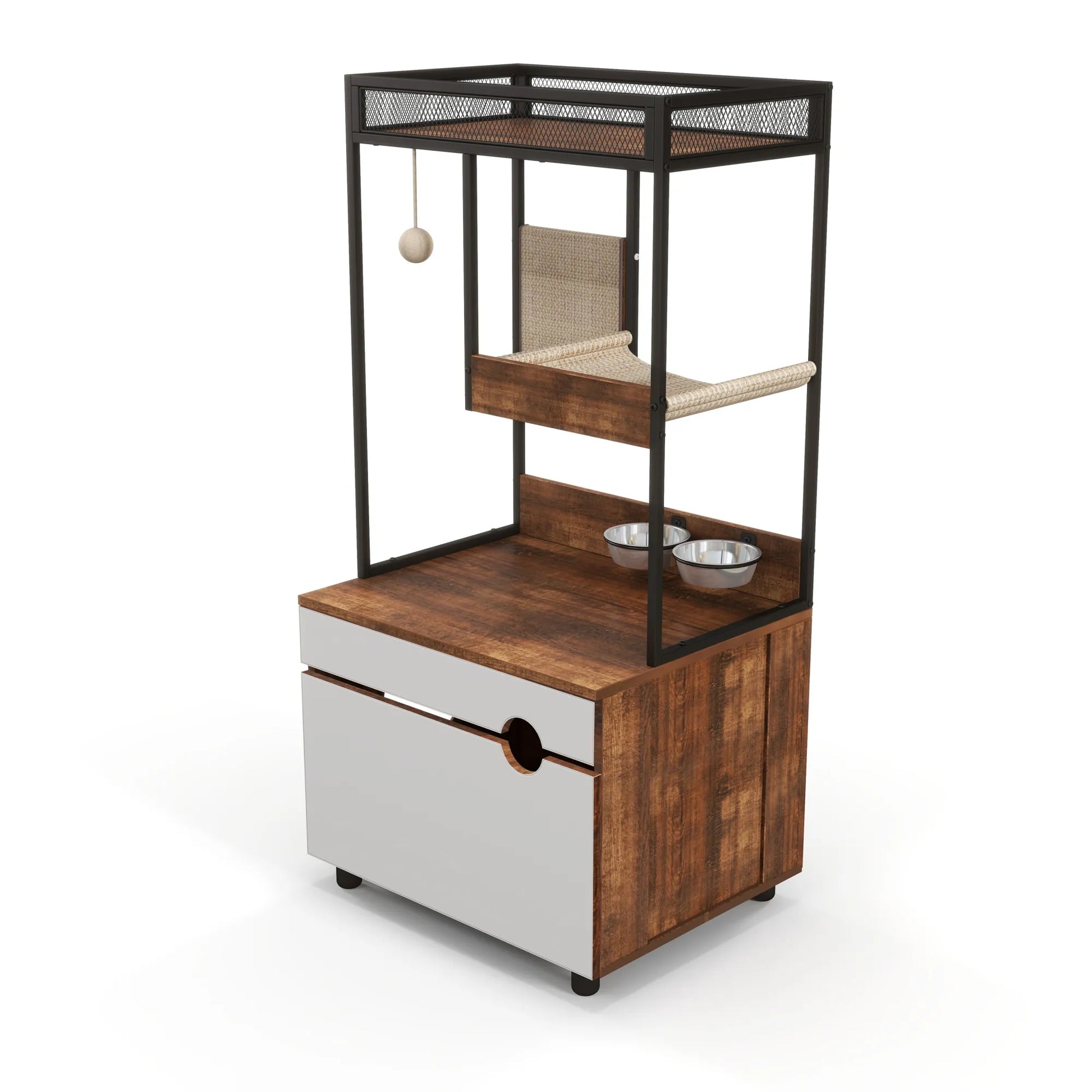 Cat Litter Box Enclosures with Cat Tree Tower, Cat Furniture ,Cat Cabinet – view 19