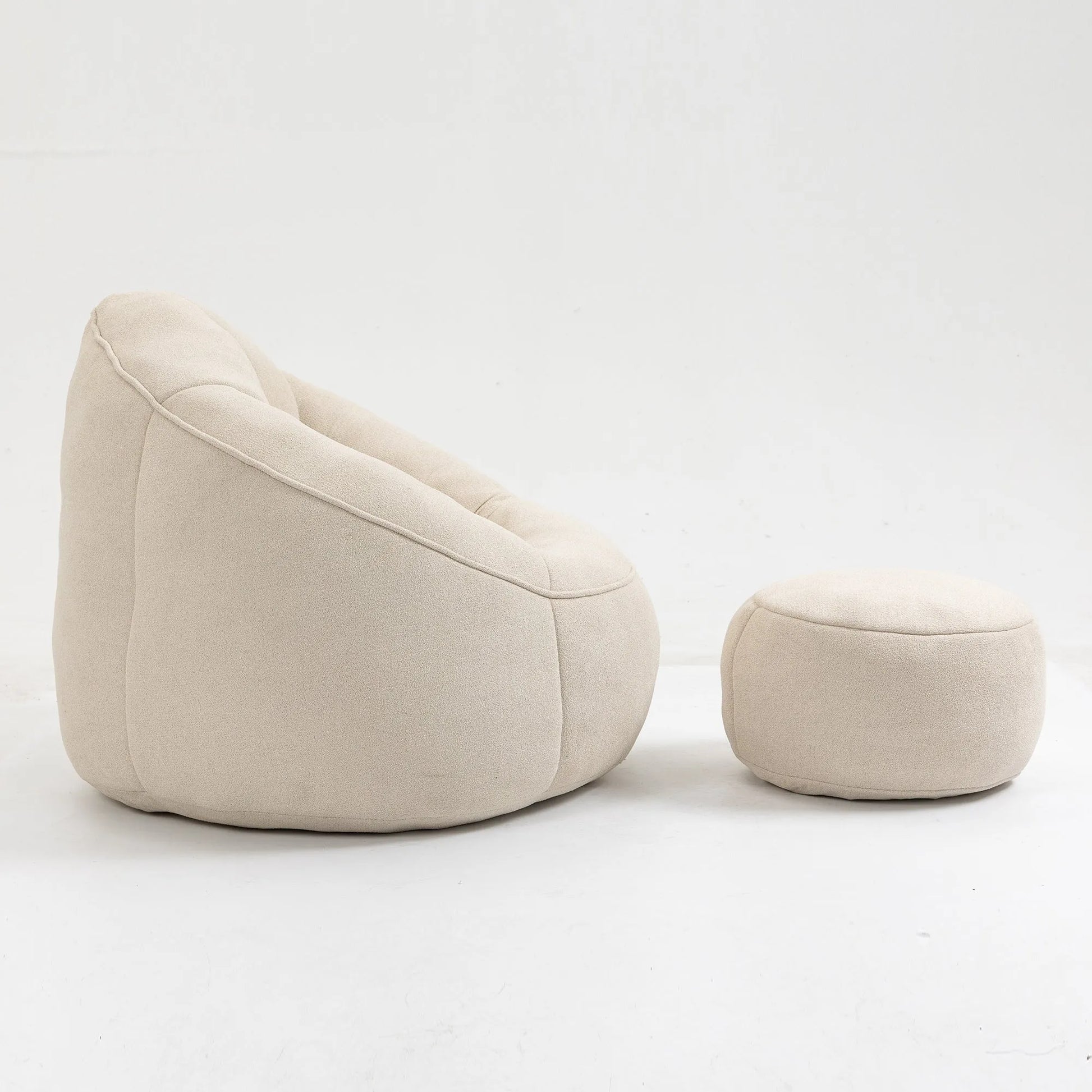 Bedding Bean Bag Sofa Chair with High-Pressure Foam and Footrest, Beige Microfiber – view 19