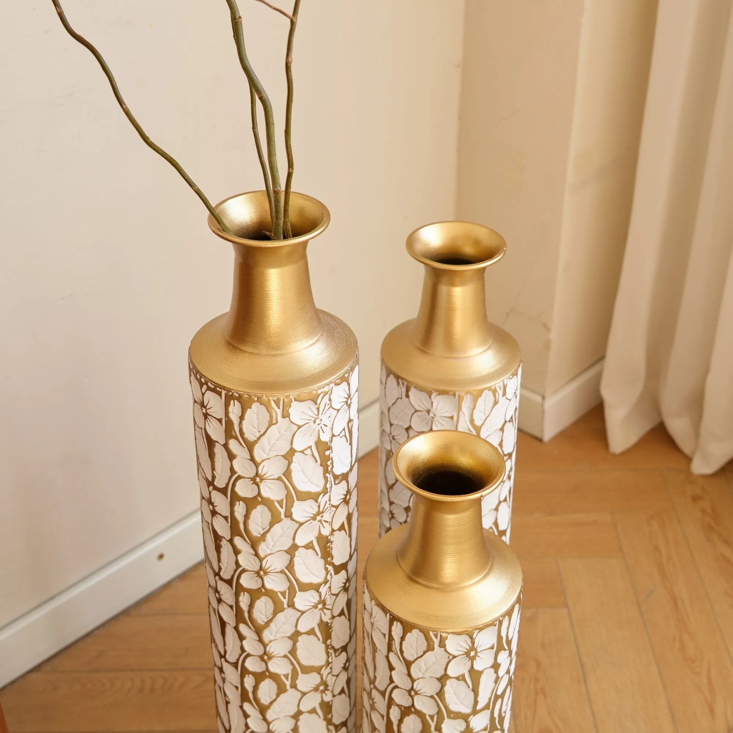 Floor Vases Gold Large Vases - 32/28/24-Inch Decorative High Vases Set of 3 for Home Décor Vintage Large Vases Representing Twigs, Twigs Dried – view 19