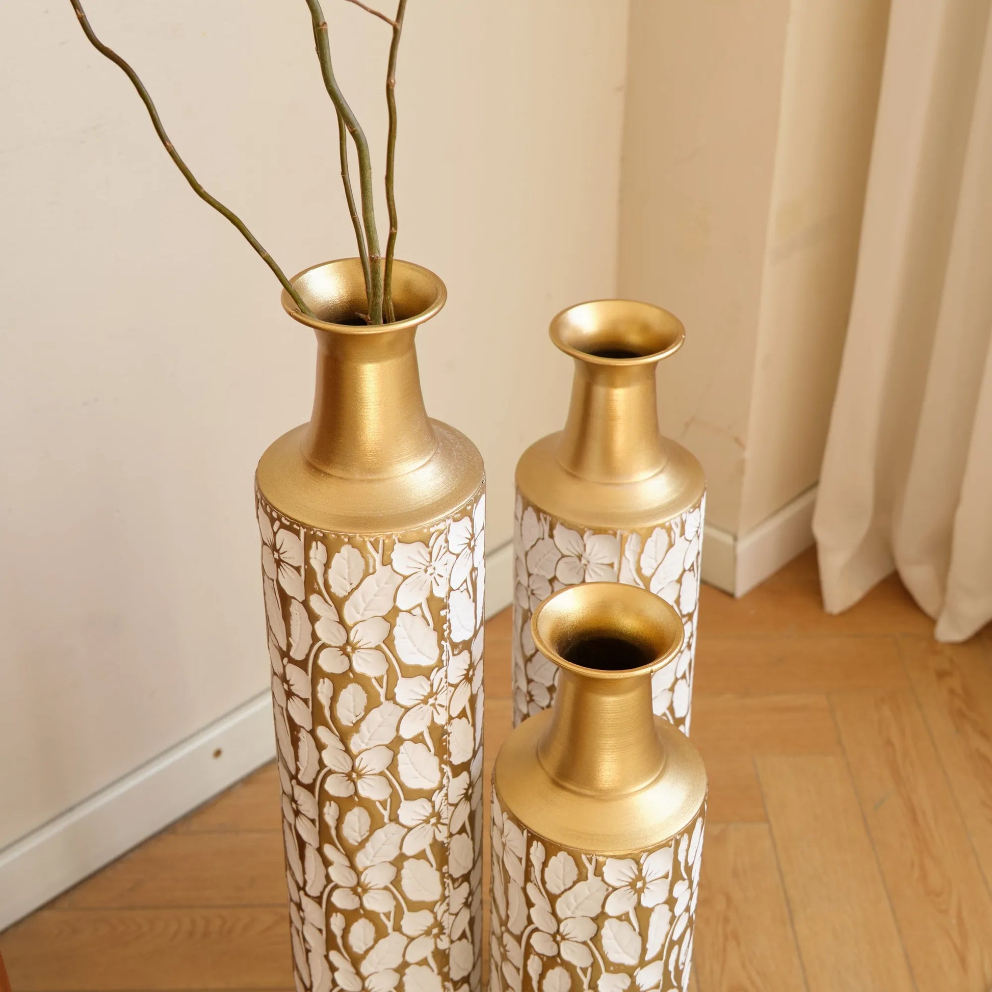 Floor Vases Gold Large Vases - 32/28/24-Inch Decorative High Vases Set of 3 for Home Décor Vintage Large Vases Representing Twigs, Twigs Dried – view 19
