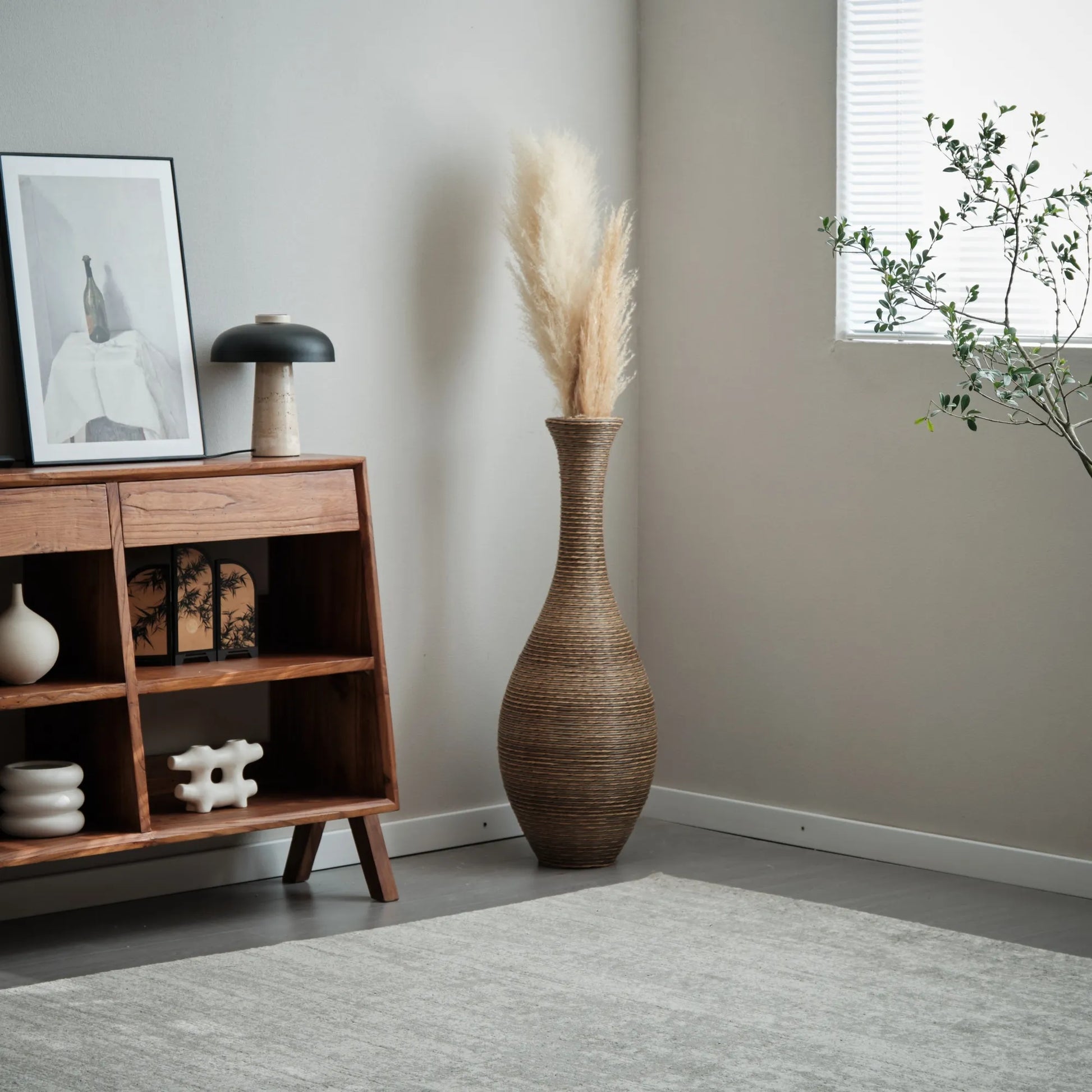 39-inch Tall Artificial Rattan Floor Vase in Elegant Beige - Statement Piece for Living Room Décor, Entryway, or Hallway - Versatile Home Accent for – view 19