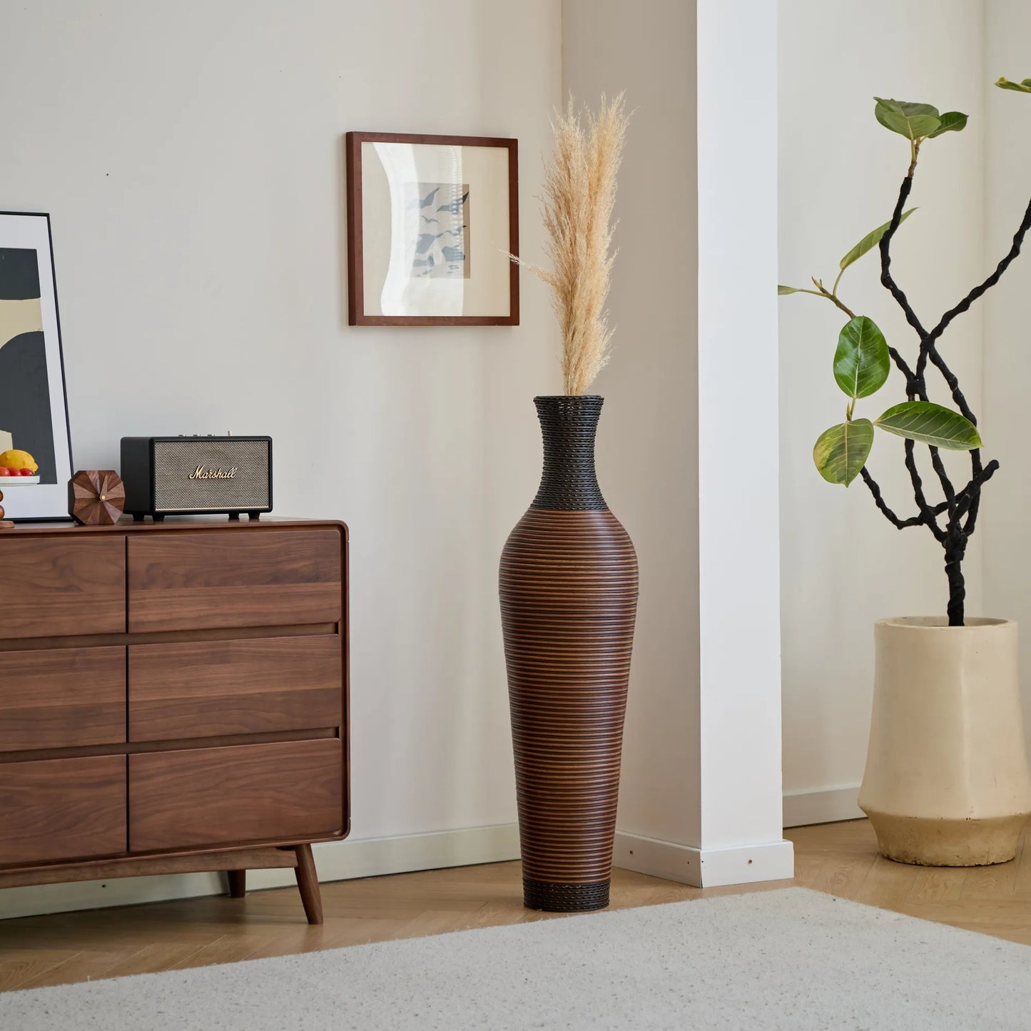 39' Tall Standing Designer Floor Vases with Elegant Two-Tone Dark Brown Finishes - Ideal for Decorating Living Rooms, Bedrooms, Entryways Perfect for – view 19