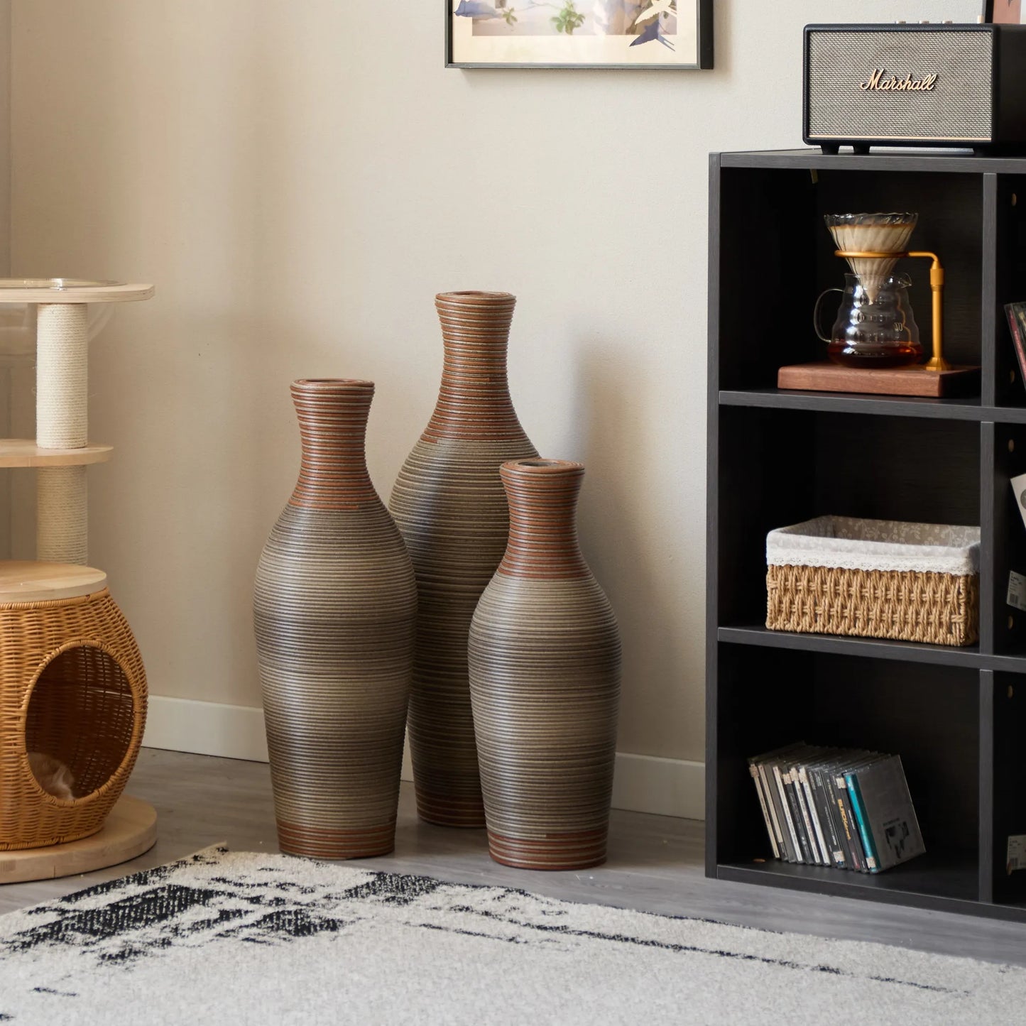Desktop Vase, Brown Decorative Floor Vase, Classic and Neat Floor Vase, High Independent Flower Stand, Artificial Vine Vase, PVC Floor Vase, Home – view 19