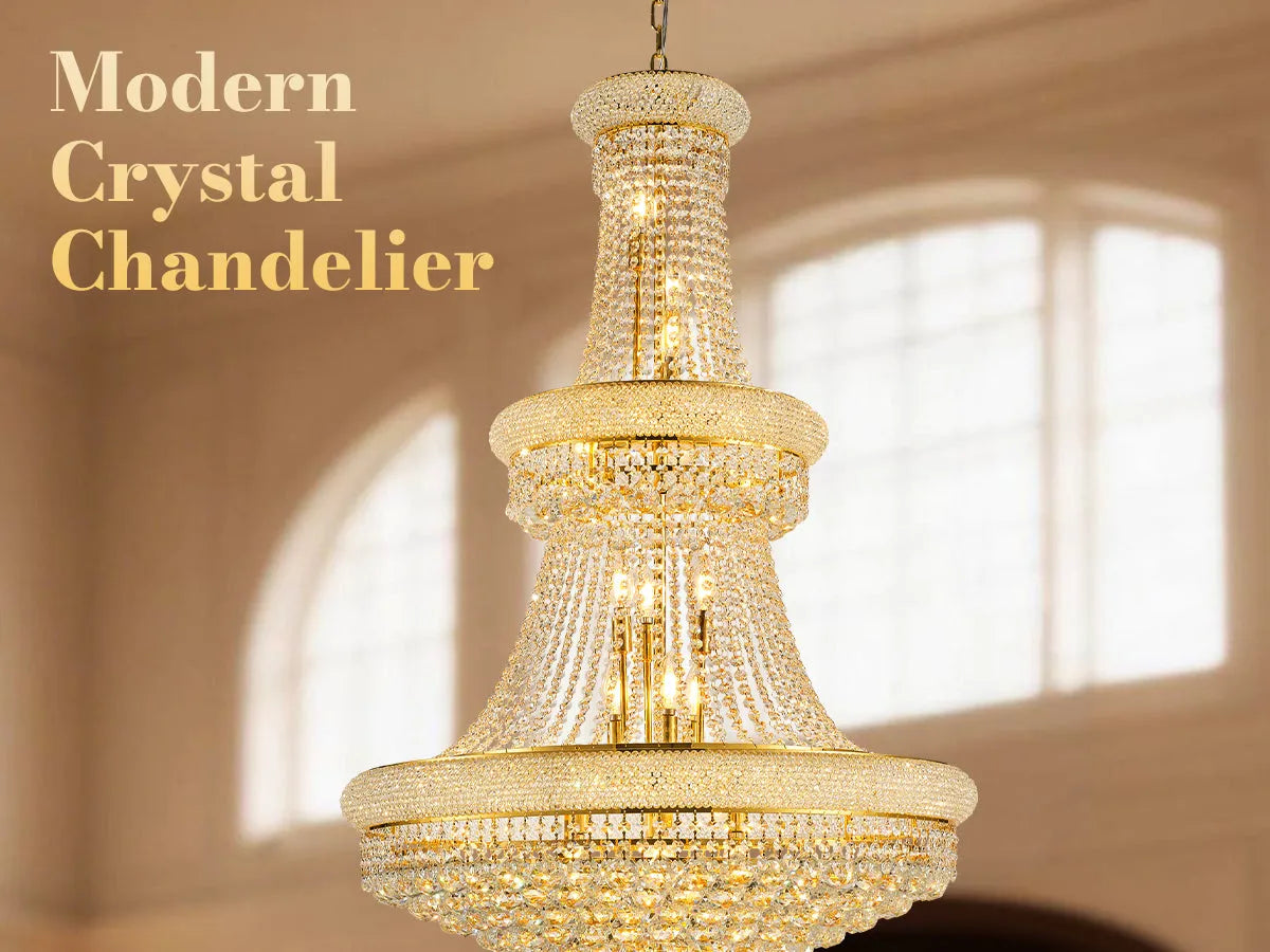 32-Inch Gold Crystal Chandelier, 27-Light French Empire Ceiling Light with LED Bulbs, Adjustable 59-Inch Chain, 3000K Warm Light, Ideal for Living – view 19