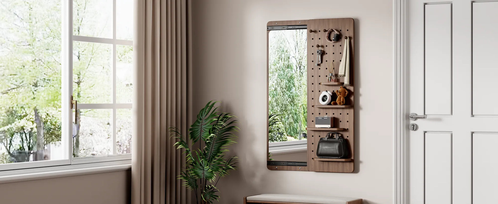 47.6 x 15.7 inch multi-functional design panel wall-mounted full-length mirror, space-saving, can be pushed and pulled. Suitable for bedroom/living – view 19