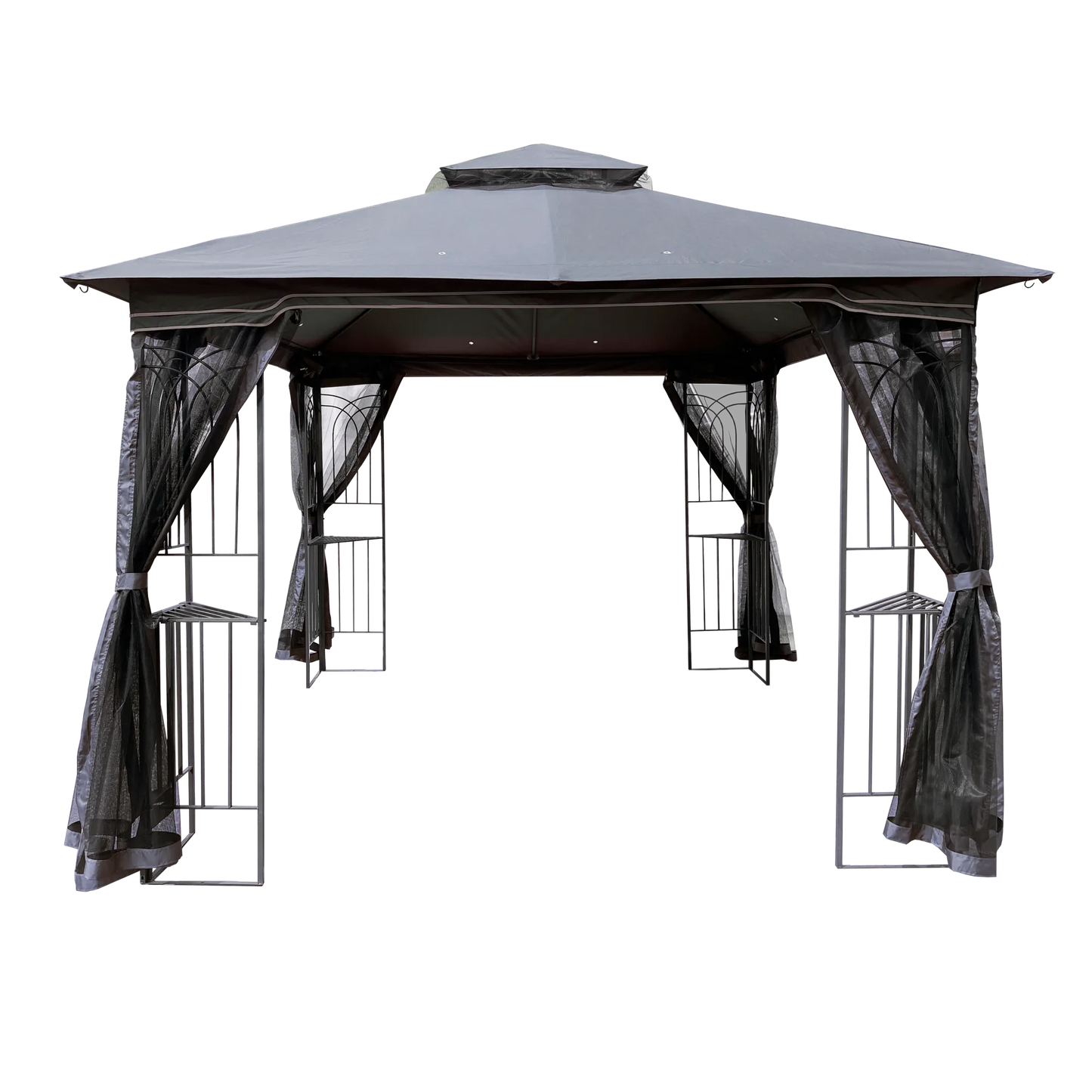 10 x 10 ft Patio Gazebo Tent with Ventilated Double Roof and Mosquito Net, Gray Canopy for Backyard or Garden – view 19