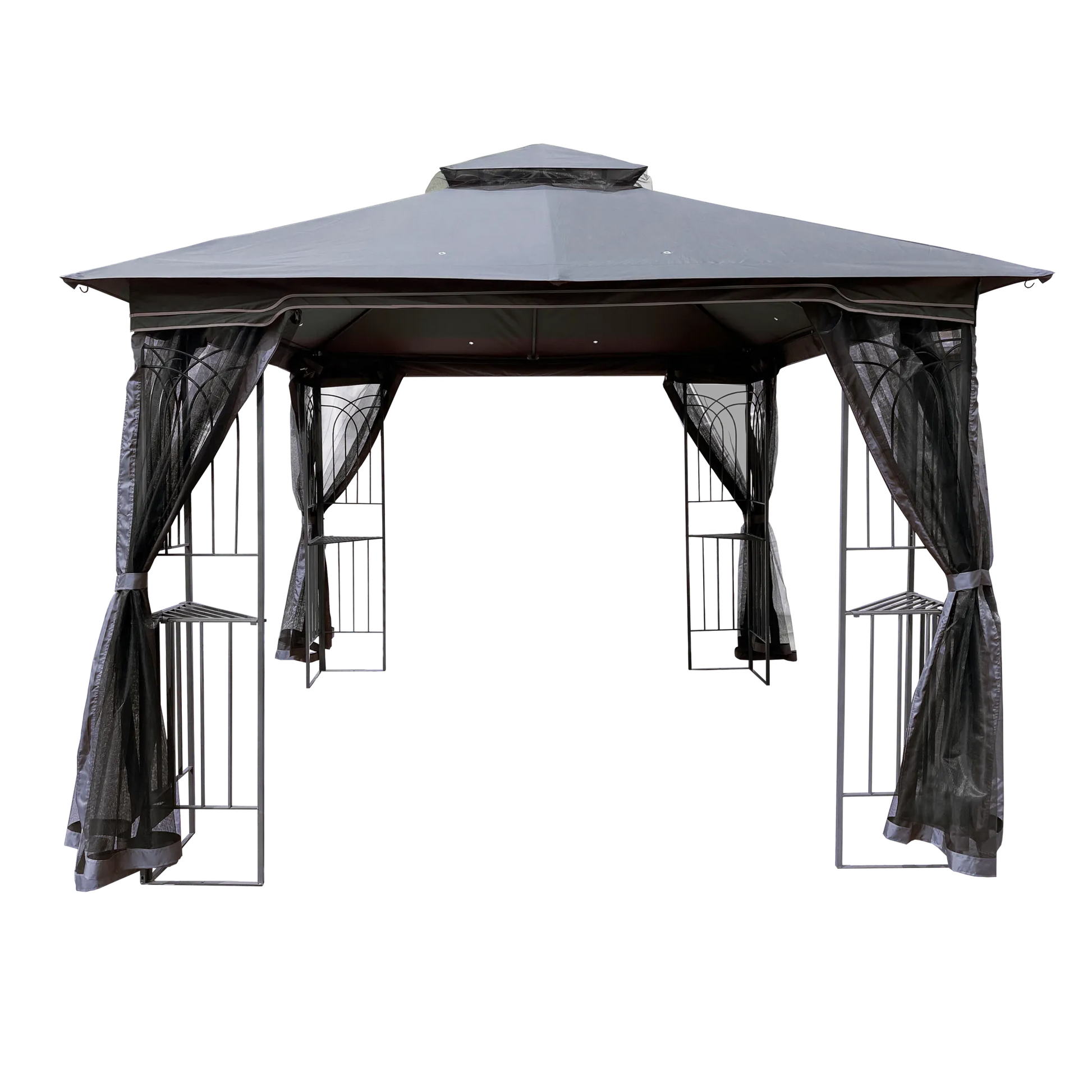 10 x 10 ft Patio Gazebo Tent with Ventilated Double Roof and Mosquito Net, Gray Canopy for Backyard or Garden – view 19