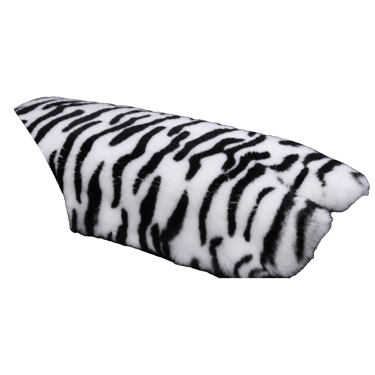 White Tiger Stripe genuine Rex rabbit fur center console armrest pad on transparent background