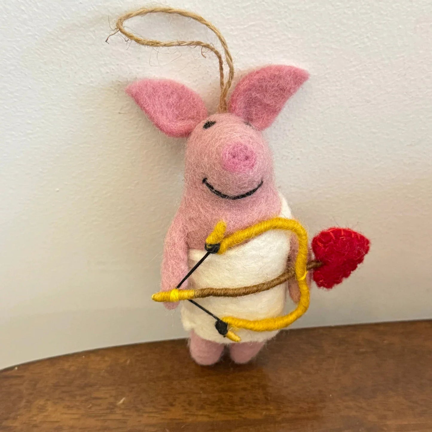 Cupid Pig handmade wool felt bag charm and keychain