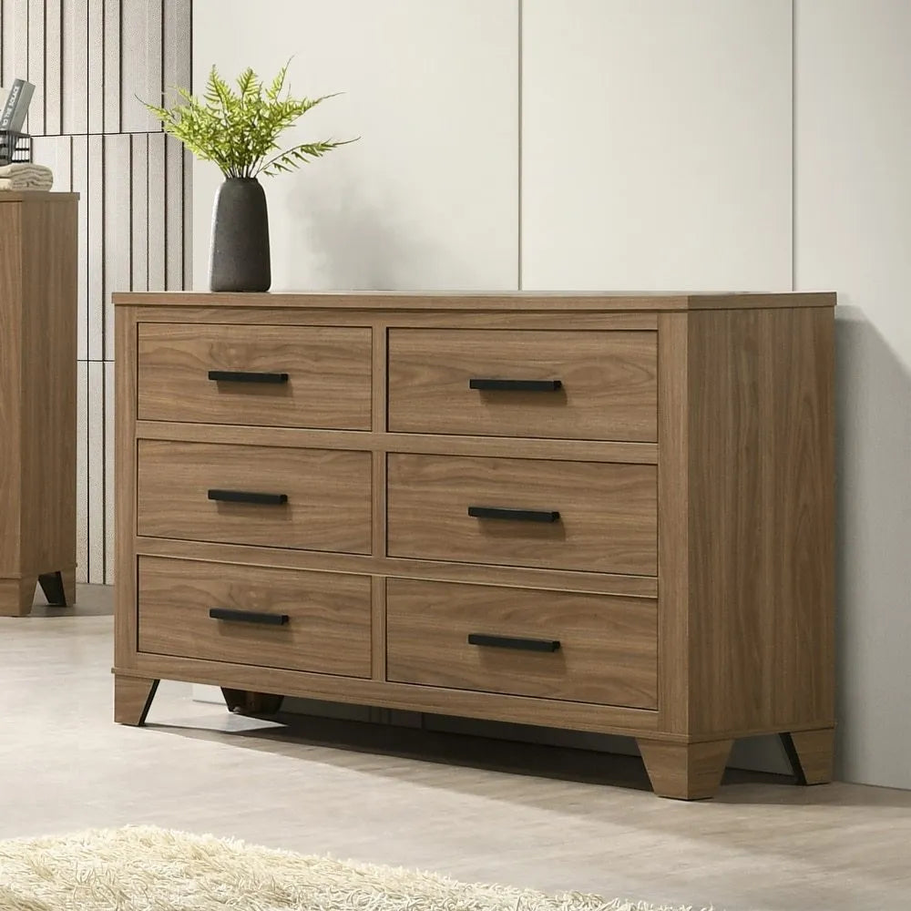 Walnut / Chestnut 3pc Set Queen Size Bed Dresser And Mirror Panel HB Bedroom Furniture Wooden Transitional – view 20