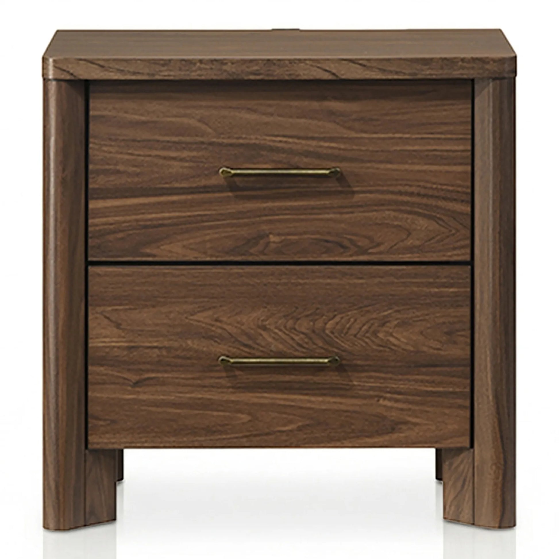 Walnut Gorgeous Queen Size Bed Nightstands Set Panel Bed HB w LED Warm Light Bedroom Set 3pc – view 20
