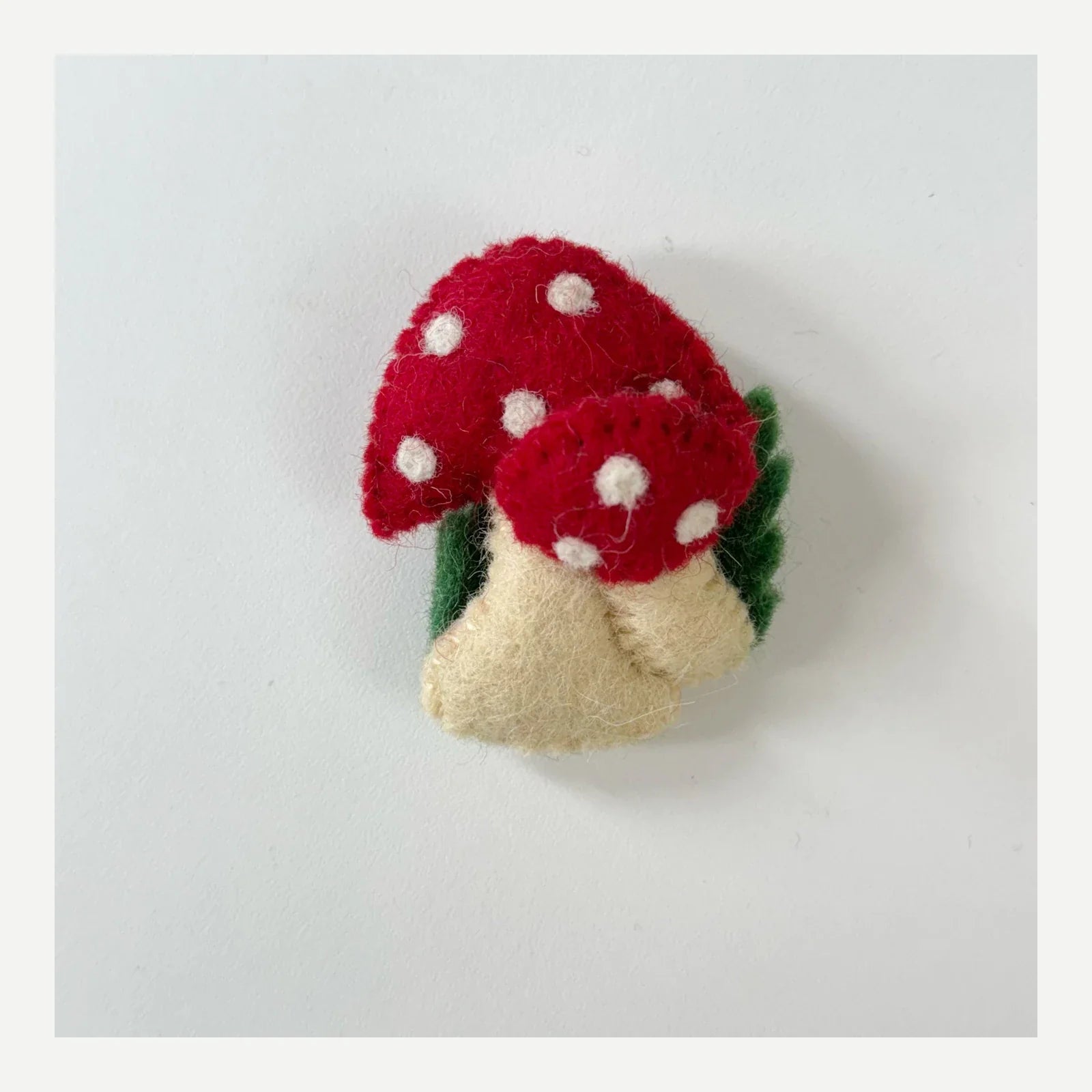 Red and white mushroom handmade wool felt brooch