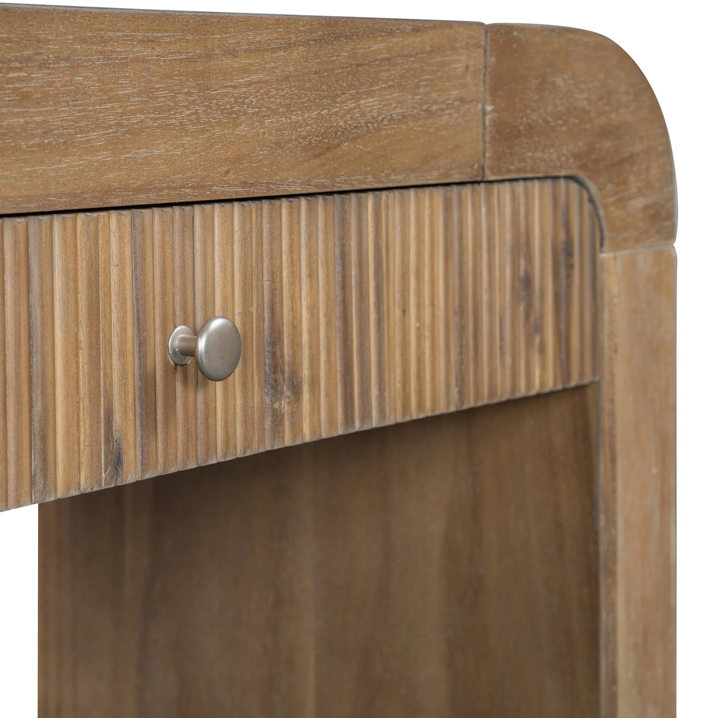 Rustic Console Table with Fluted Drawer Front, Entryway Table with Curved Corners & Thick Legs, Sturdy Sofa Table for Hallway & Living Room (Natural) – view 20