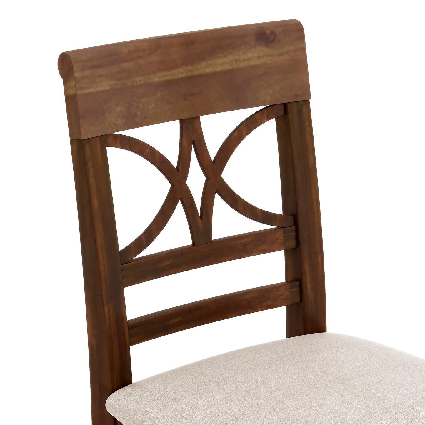 6-Piece Wood Counter Height Dining Table Set with Storage Shelf, Kitchen Table Set with Bench and 4 Chairs,Rustic Style, Walnut+Beige Cushion (old – view 20