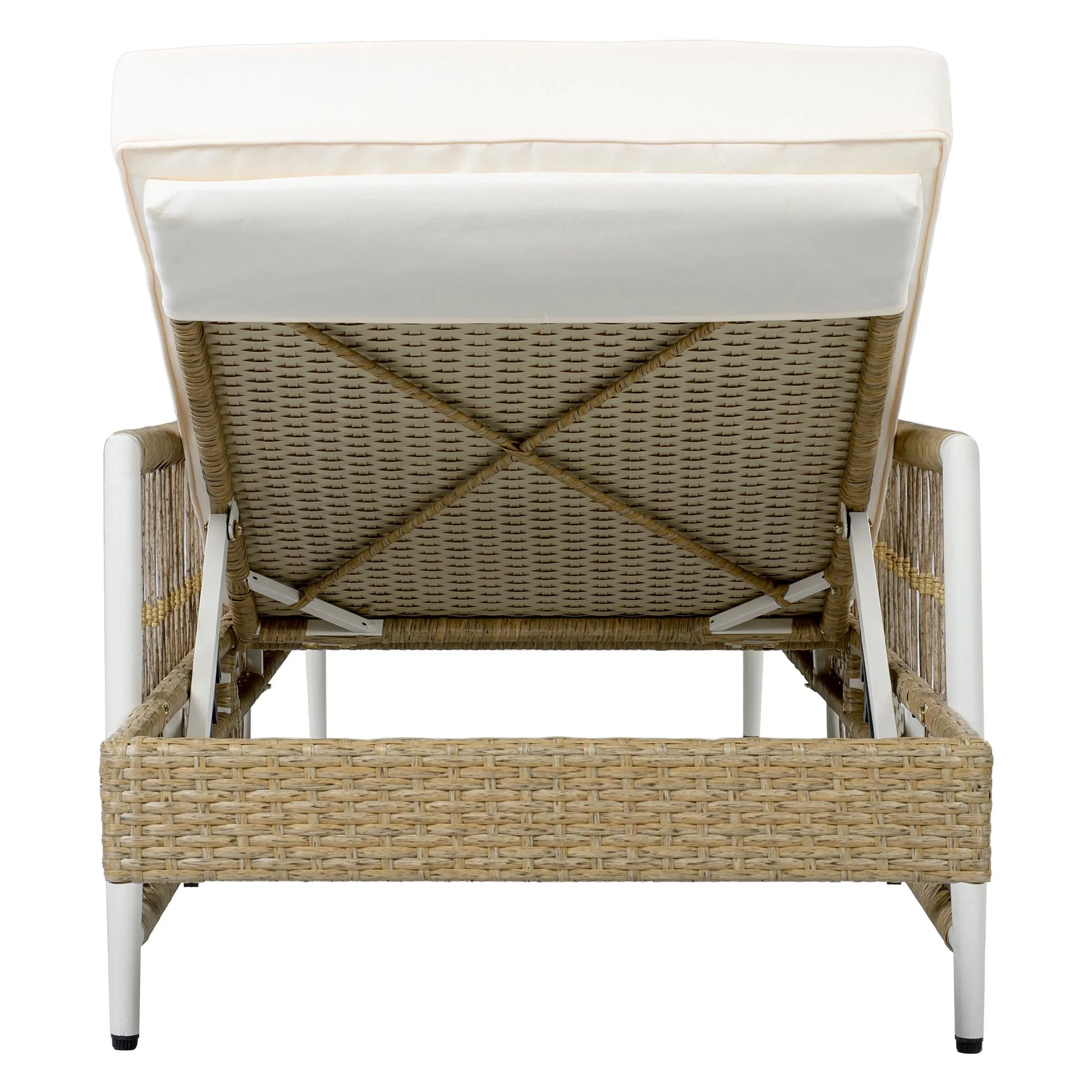 Outdoor All-Weather PE Rattan Chaise Lounge, Minimalist Patio Wicker Lounge Chair with 6 Gear Adjustable Recliner, Arms and Cushion for Poolside – view 20