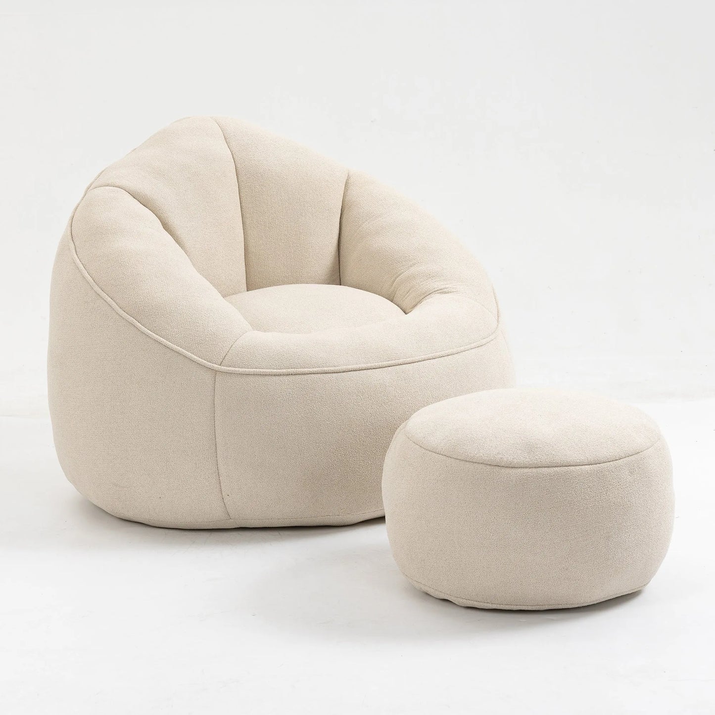 Bedding Bean Bag Sofa Chair with High-Pressure Foam and Footrest, Beige Microfiber – view 20