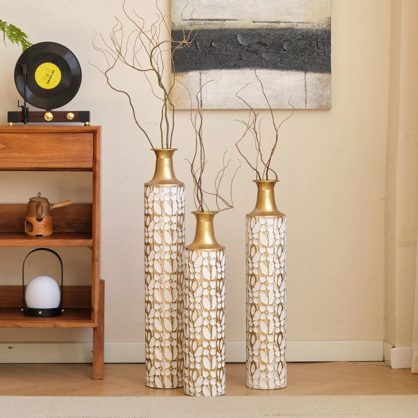 Floor Vases Gold Large Vases - 32/28/24-Inch Decorative High Vases Set of 3 for Home Décor Vintage Large Vases Representing Twigs, Twigs Dried – view 20