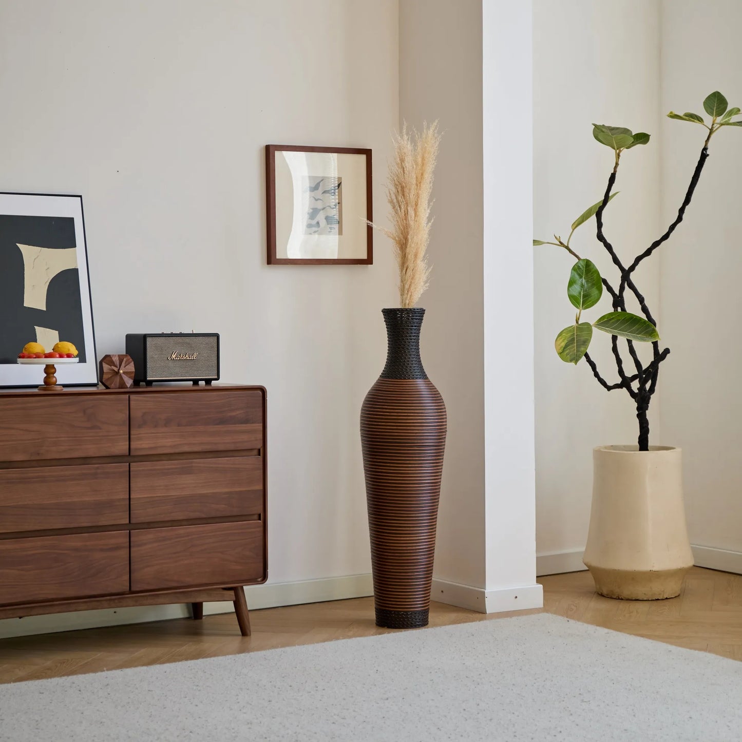 39' Tall Standing Designer Floor Vases with Elegant Two-Tone Dark Brown Finishes - Ideal for Decorating Living Rooms, Bedrooms, Entryways Perfect for – view 20