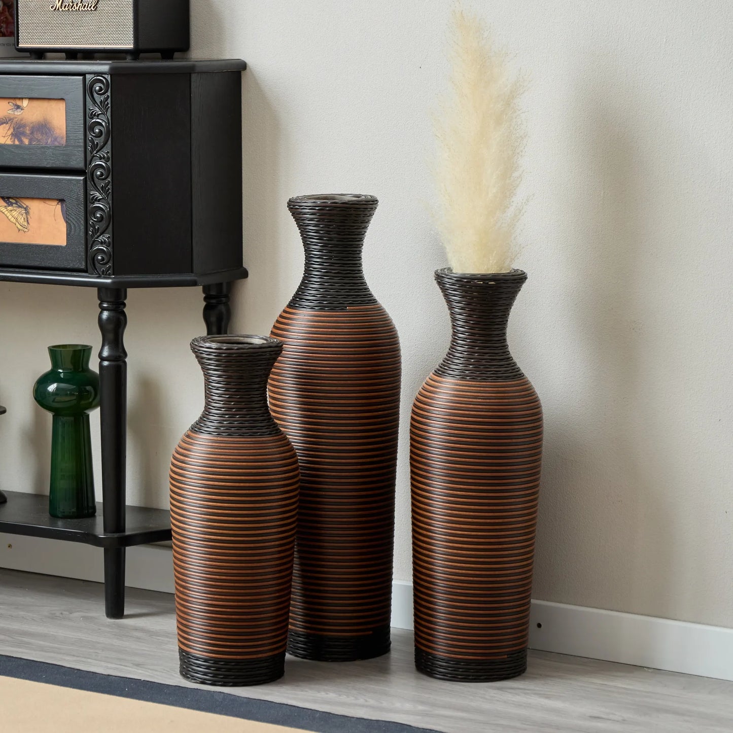 Desktop Vase, Brown Decorative Floor Vase, Classic and Neat Floor Vase, High Independent Flower Stand, Artificial Vine Vase, PVC Floor Vase, Home – view 20