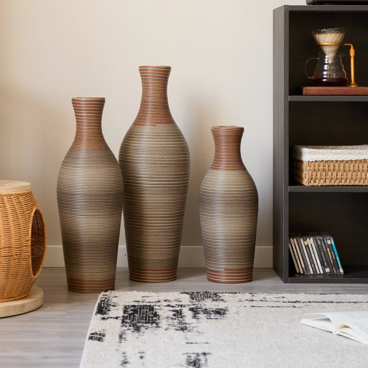 Desktop Vase, Brown Decorative Floor Vase, Classic and Neat Floor Vase, High Independent Flower Stand, Artificial Vine Vase, PVC Floor Vase, Home – view 20