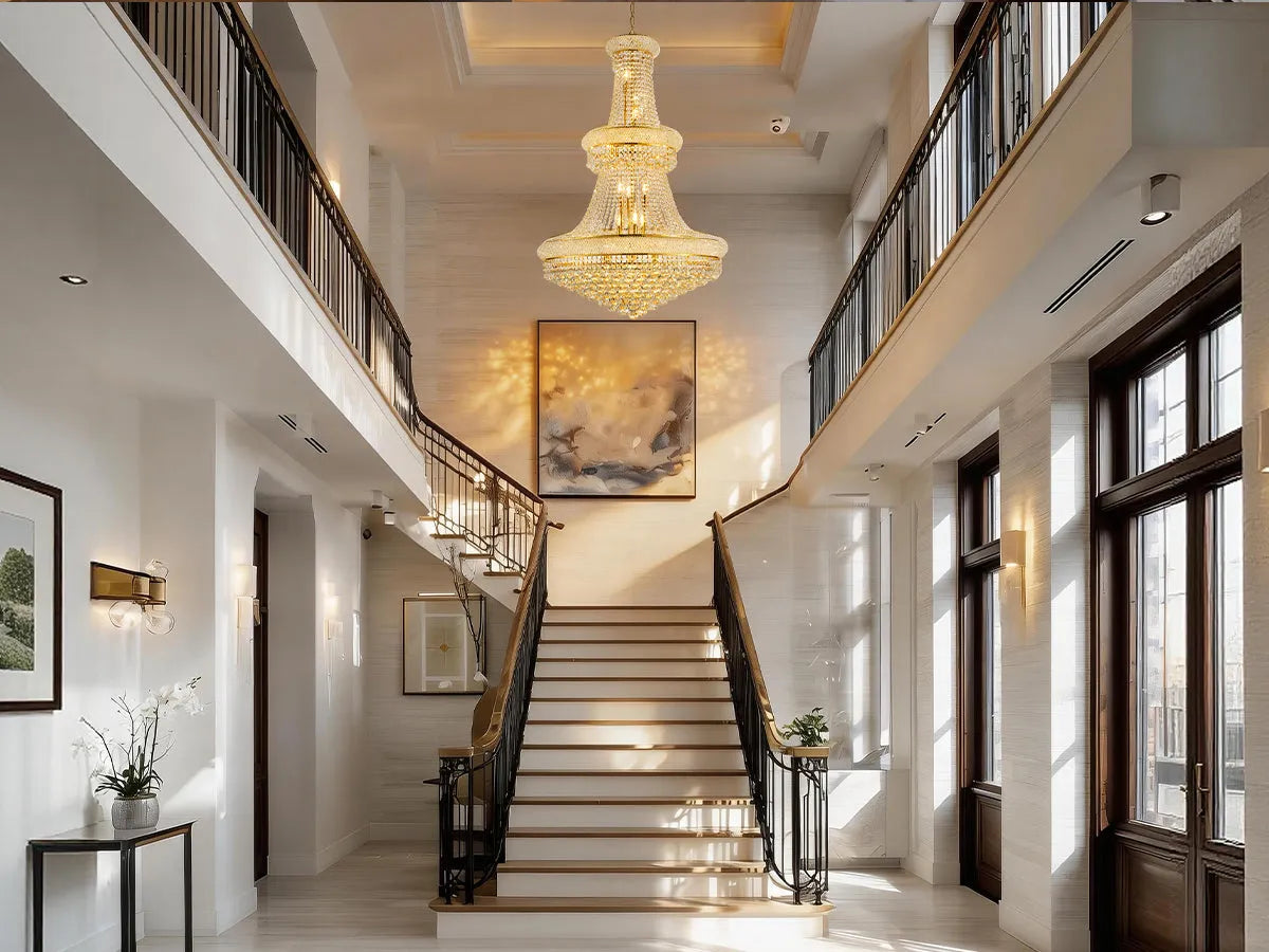 32-Inch Gold Crystal Chandelier, 27-Light French Empire Ceiling Light with LED Bulbs, Adjustable 59-Inch Chain, 3000K Warm Light, Ideal for Living – view 20