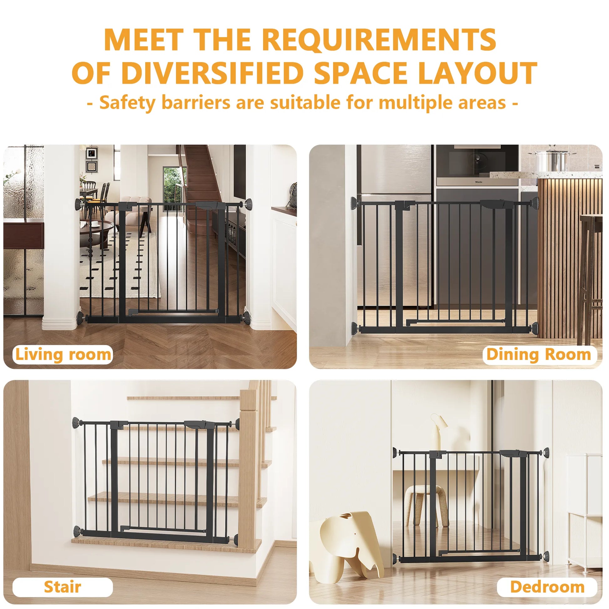 29.5-45.3' Wide Baby Gate with wall protector for Stairs, Dog Gate Indoor for Doorways, No Drilling Pressure Mounted Pet Gates for Kids, Easy Walk – view 20