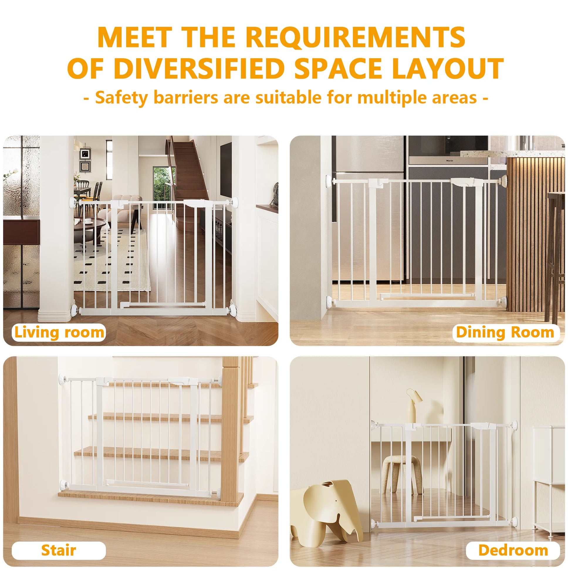 29.5-45.3' Wide Baby Gate with wall protector for Stairs, Dog Gate Indoor for Doorways, No Drilling Pressure Mounted Pet Gates for Kids, Easy Walk – view 20