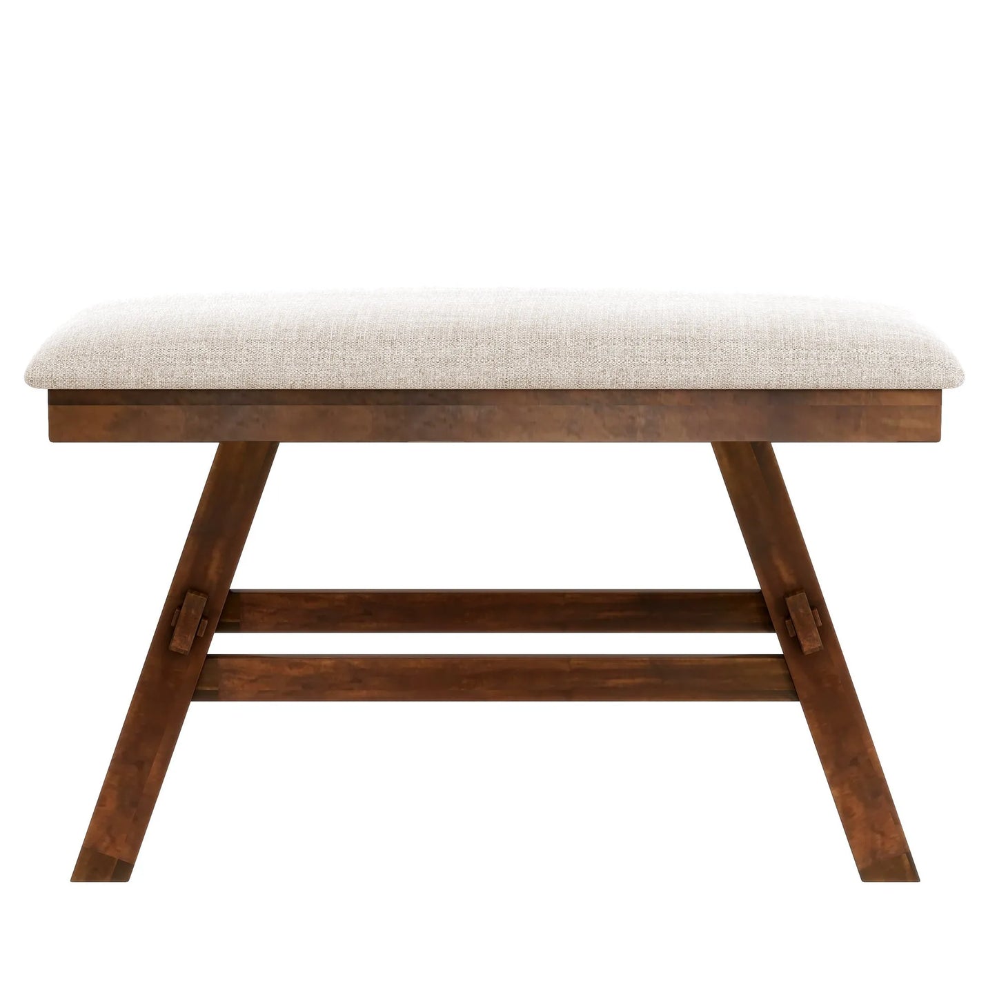 6-Piece Wood Counter Height Dining Table Set with Storage Shelf, Kitchen Table Set with Bench and 4 Chairs,Rustic Style, Walnut+Beige Cushion (old – view 21