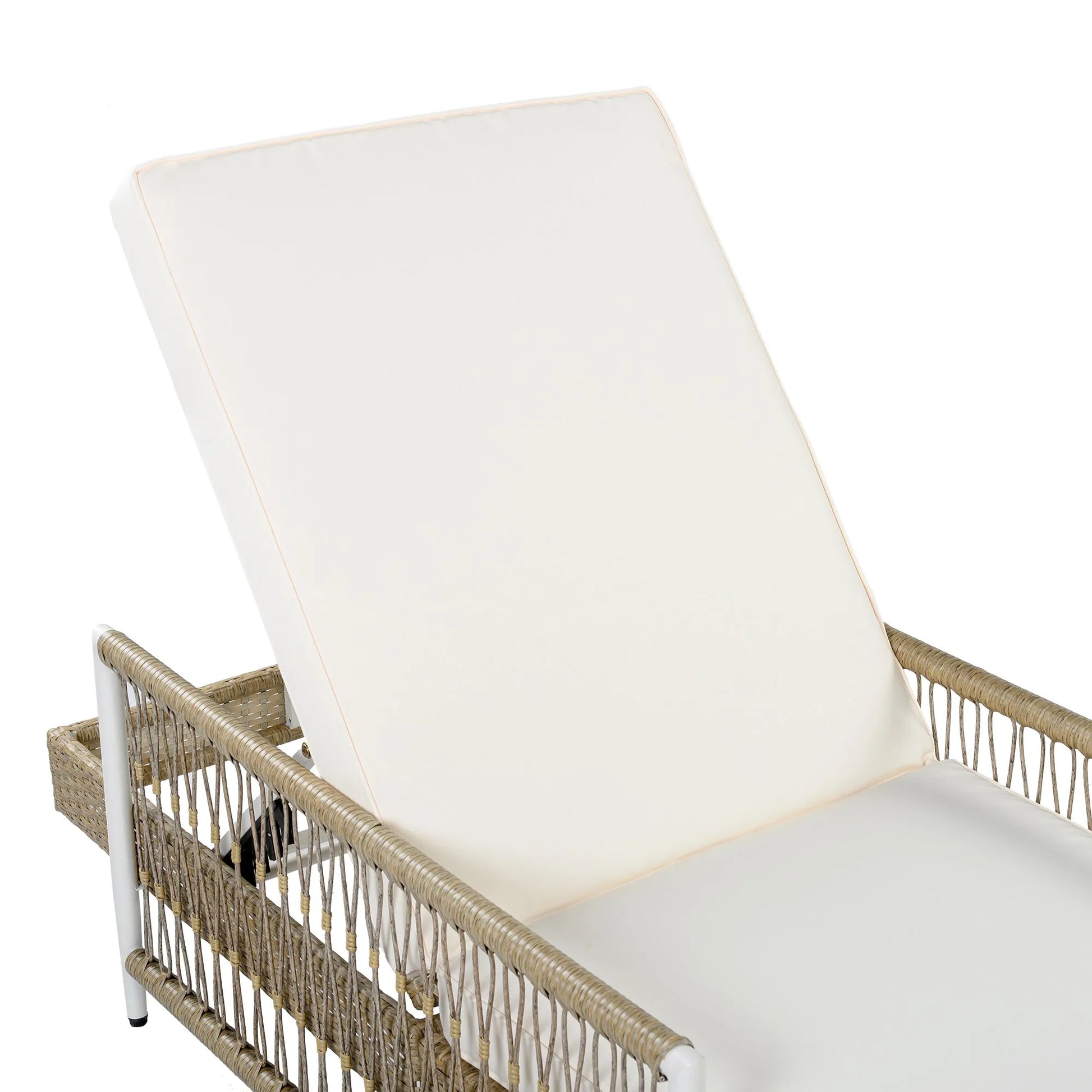Outdoor All-Weather PE Rattan Chaise Lounge, Minimalist Patio Wicker Lounge Chair with 6 Gear Adjustable Recliner, Arms and Cushion for Poolside – view 21