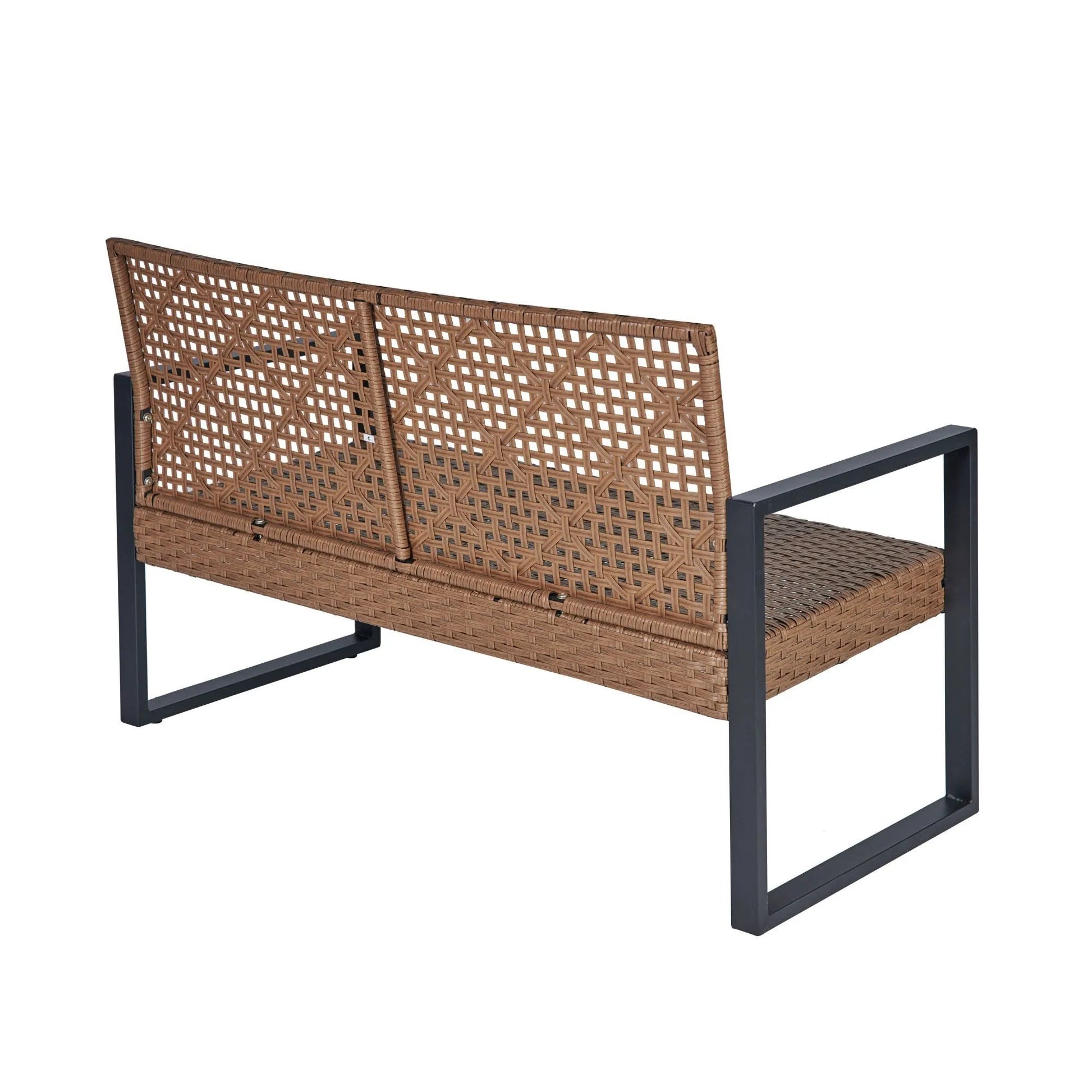 Modern Outdoor 4-Piece Patio Furniture Set with Acacia Wood Table Top, Black and Light Brown – view 21