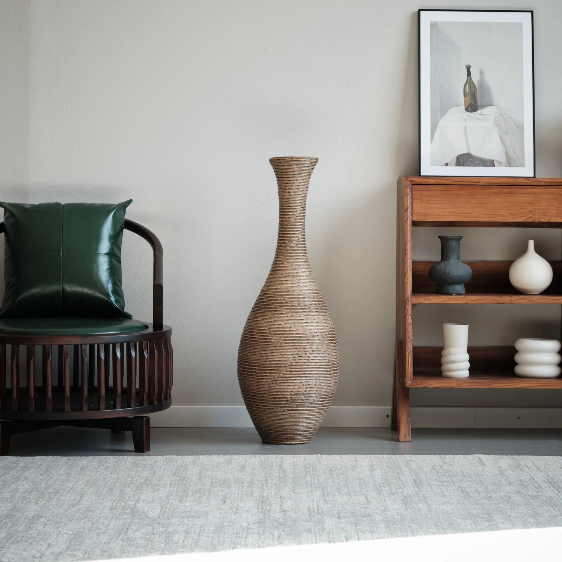 39-inch Tall Artificial Rattan Floor Vase in Elegant Beige - Statement Piece for Living Room Décor, Entryway, or Hallway - Versatile Home Accent for – view 21