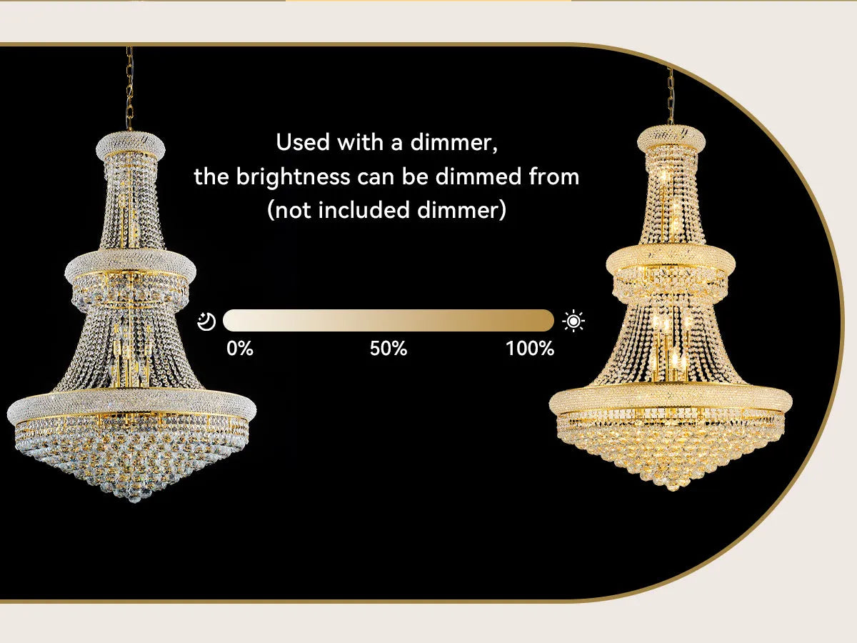 32-Inch Gold Crystal Chandelier, 27-Light French Empire Ceiling Light with LED Bulbs, Adjustable 59-Inch Chain, 3000K Warm Light, Ideal for Living – view 21