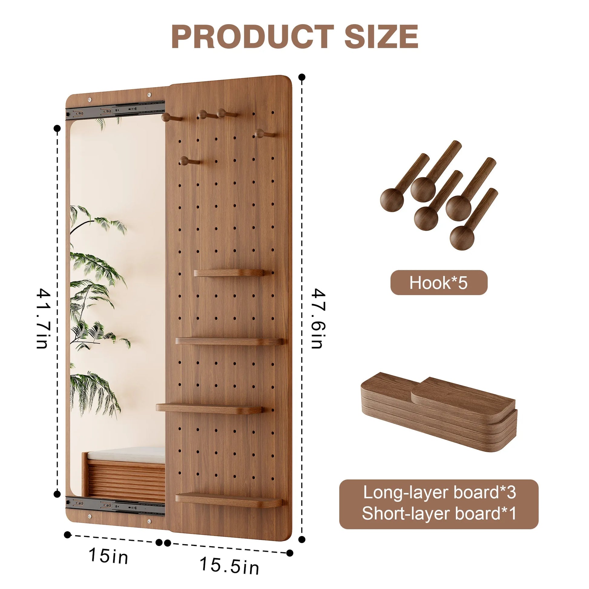 47.6 x 15.7 inch multi-functional design panel wall-mounted full-length mirror, space-saving, can be pushed and pulled. Suitable for bedroom/living – view 21