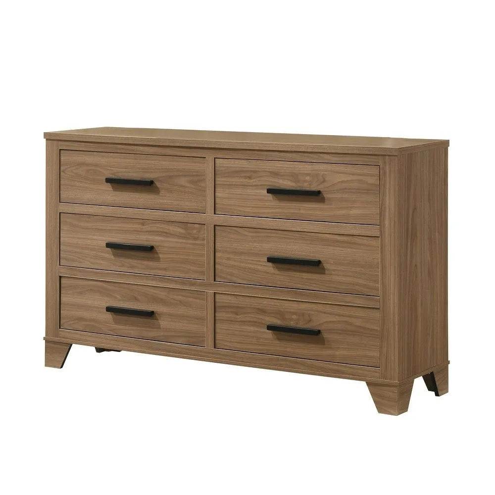 Walnut / Chestnut 3pc Set Queen Size Bed Dresser And Mirror Panel HB Bedroom Furniture Wooden Transitional – view 22