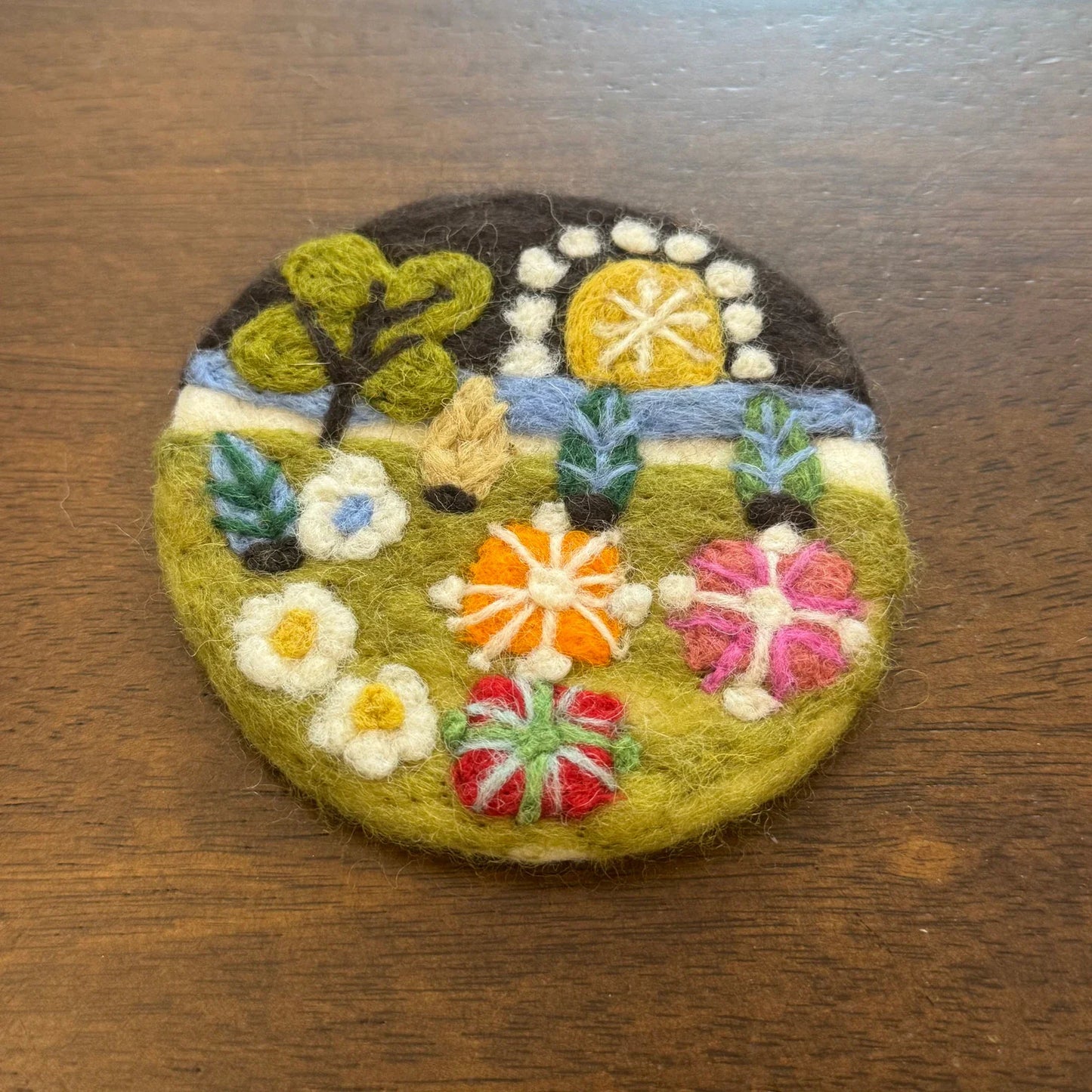 Handmade Blooming Flowers 10 cm Wool Felt Coaster